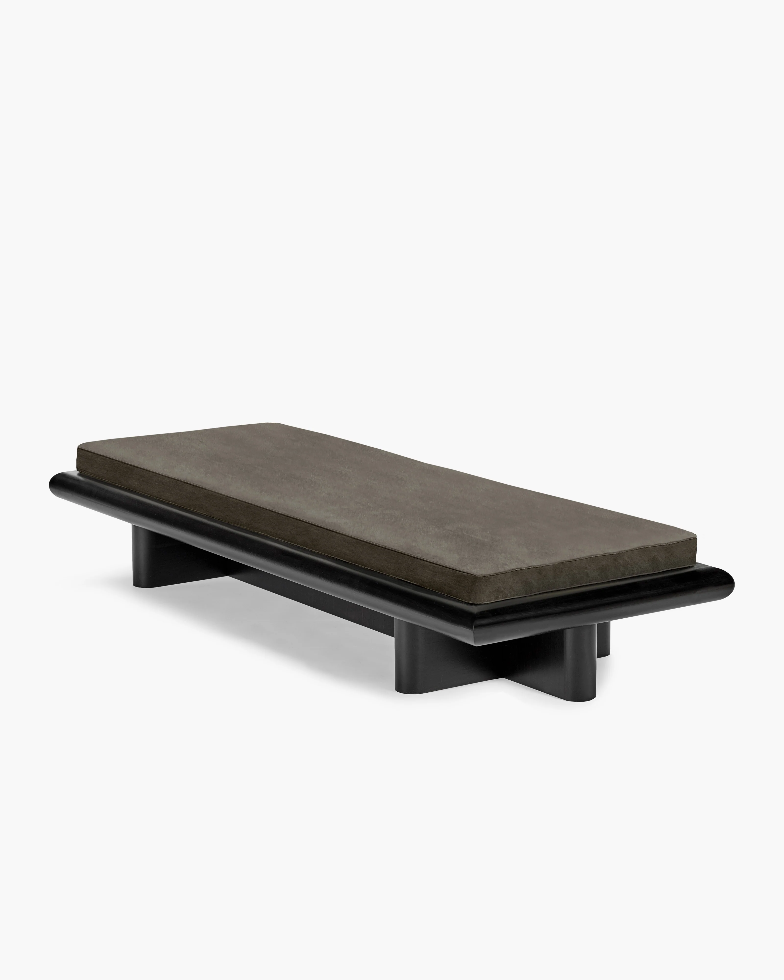 Bench L velvet mole + frame tulipwood stained dark Taka - Image 3