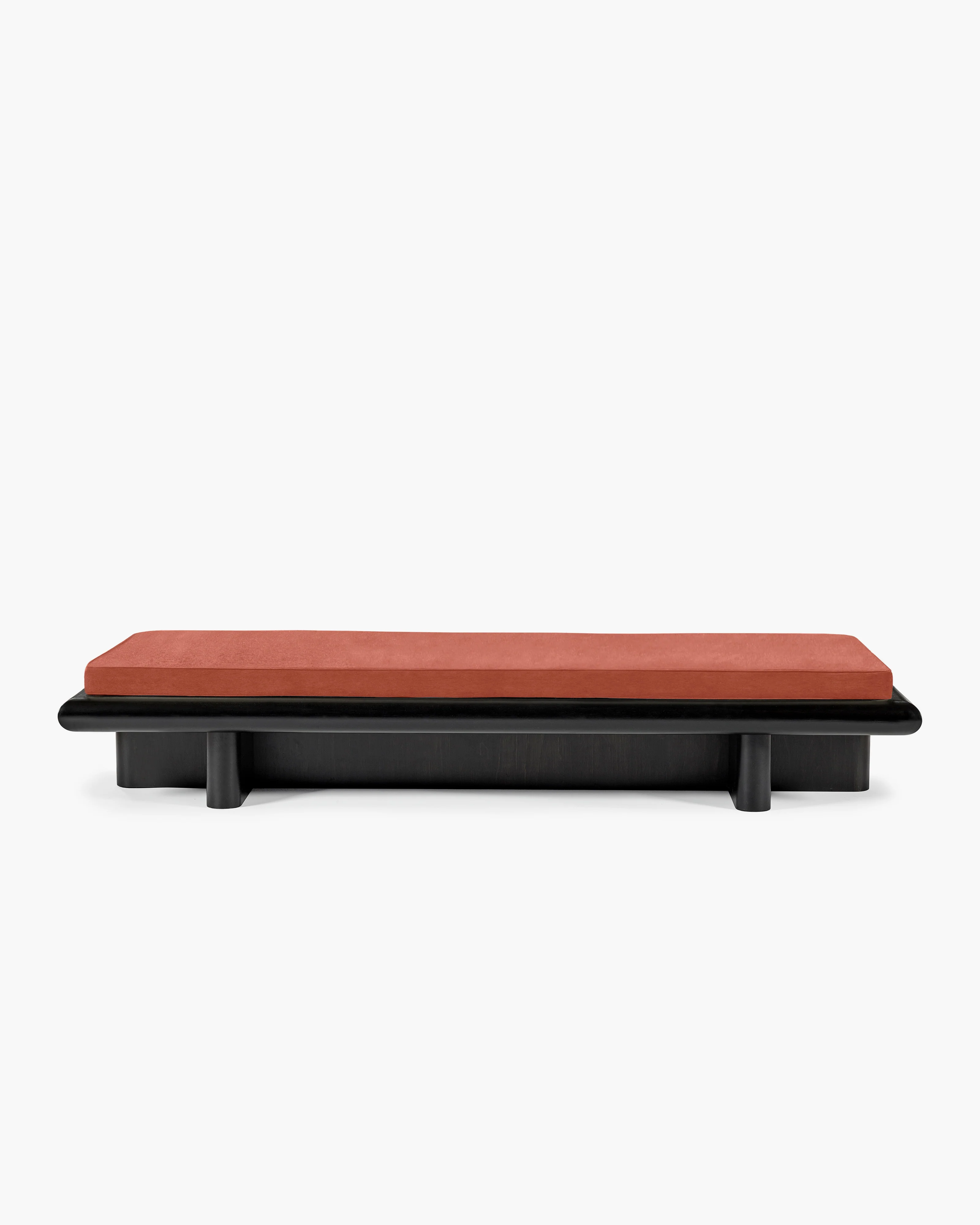 Bench L velvet tangerine + frame tulipwood stained dark Taka - Image 2