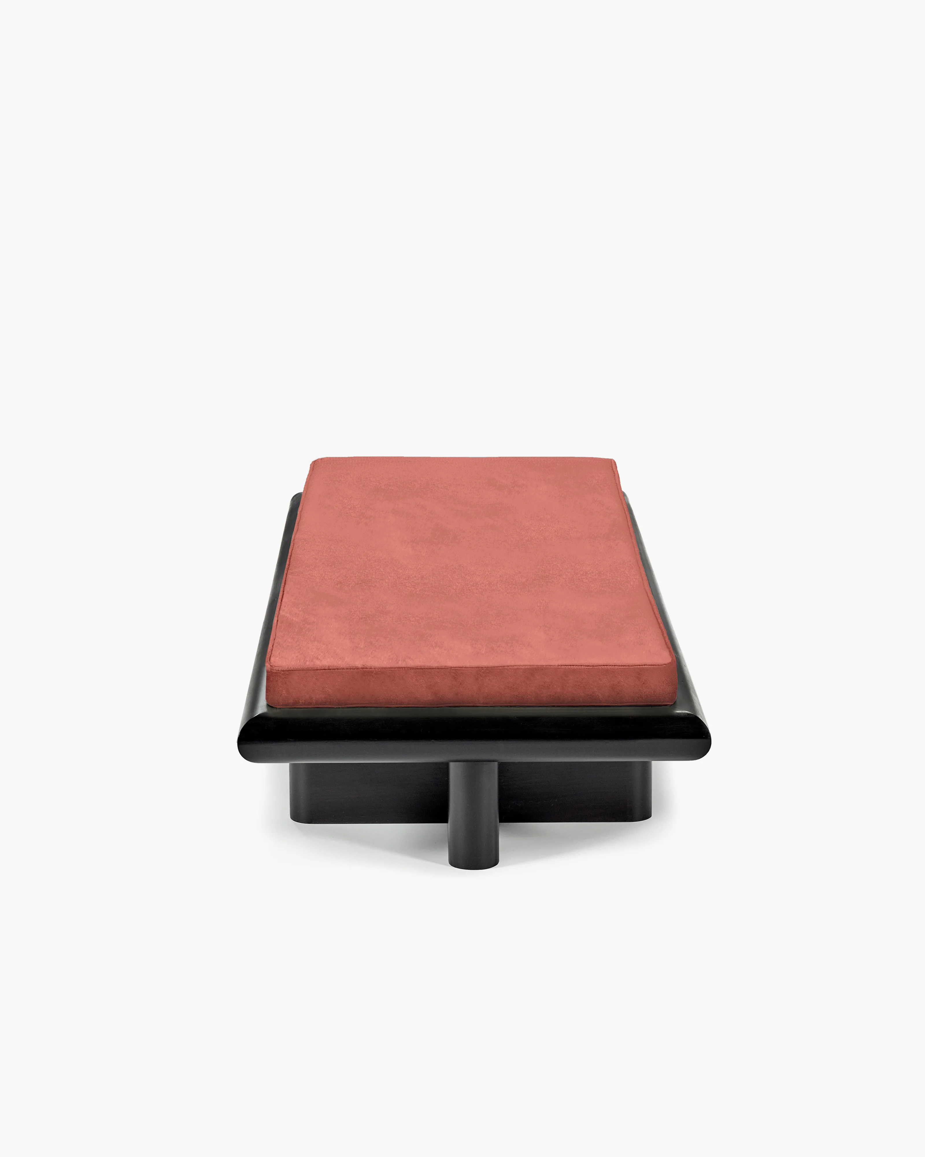 Bench L velvet tangerine + frame tulipwood stained dark Taka - Image 4