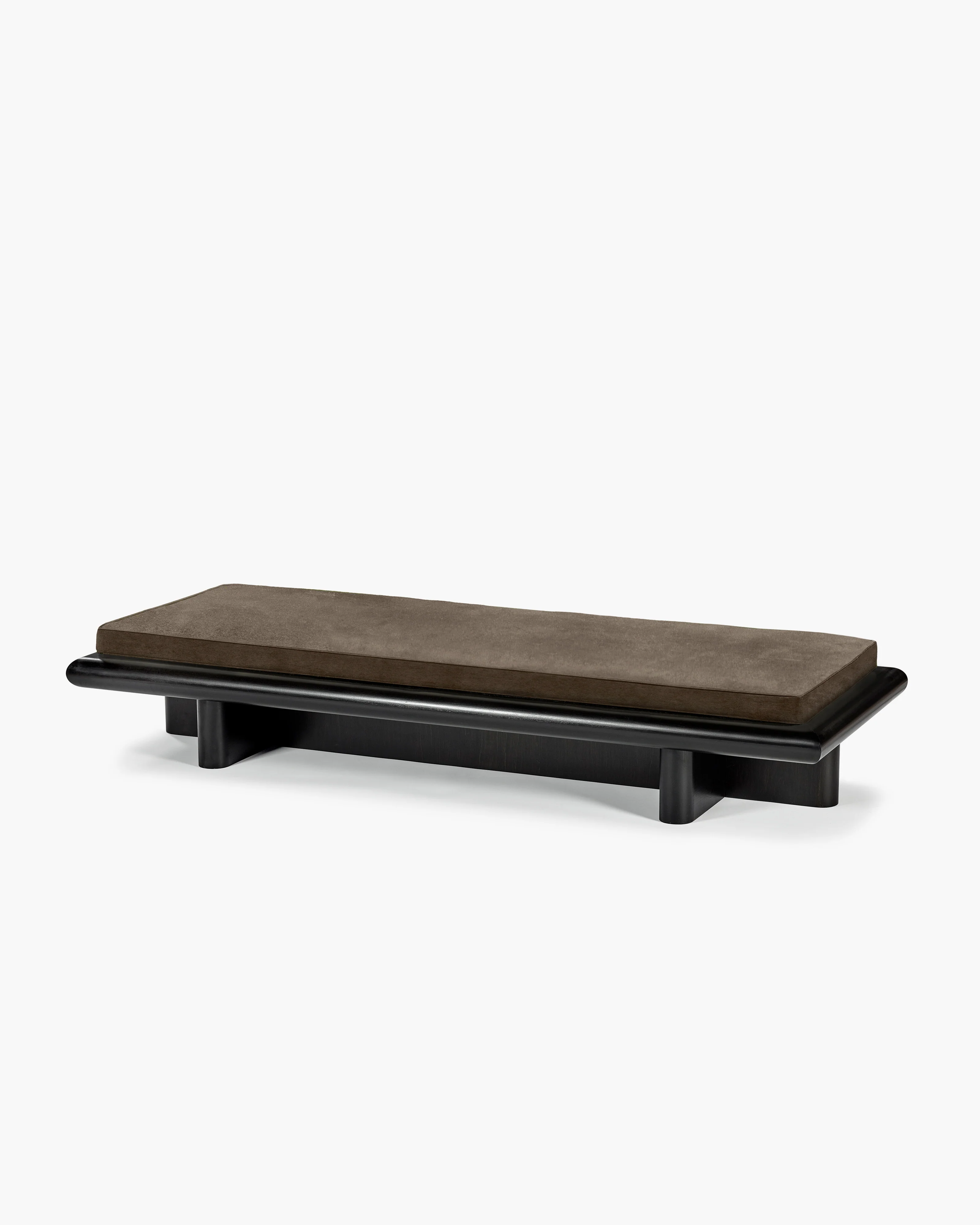 Bench L velvet teddy + frame tulipwood stained dark Taka