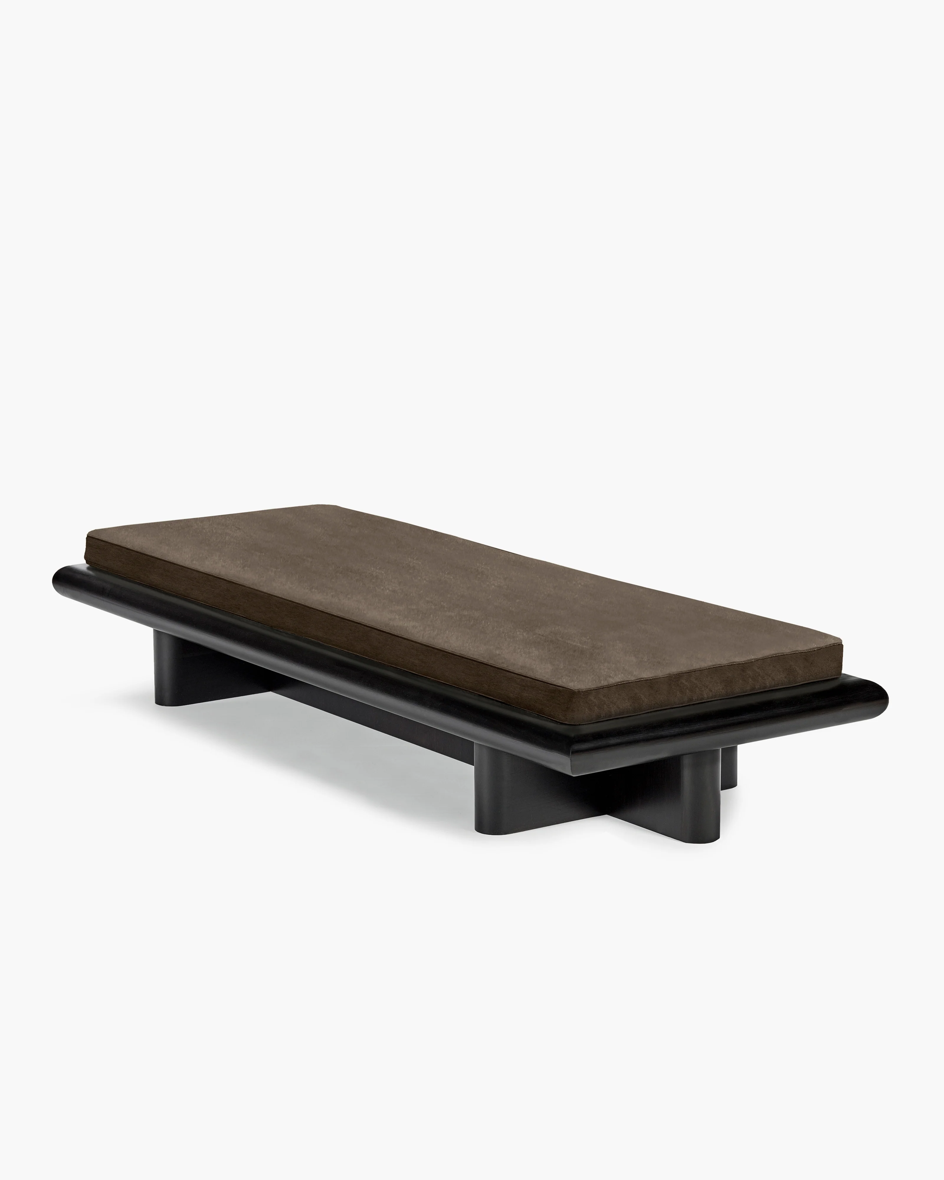 Bench L velvet teddy + frame tulipwood stained dark Taka - Image 3