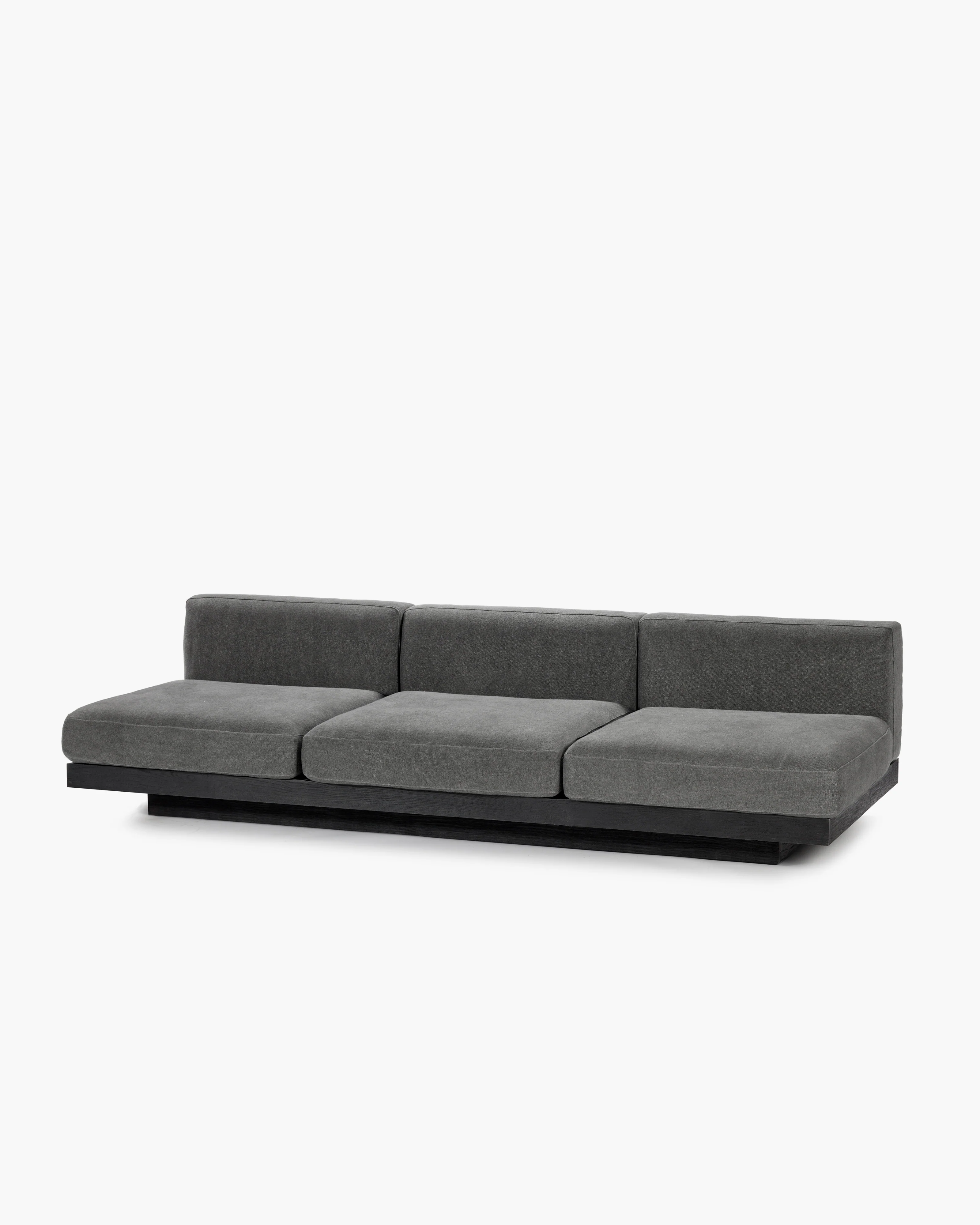 Bench three seater incl cushion indoor smoke - black Rudolph