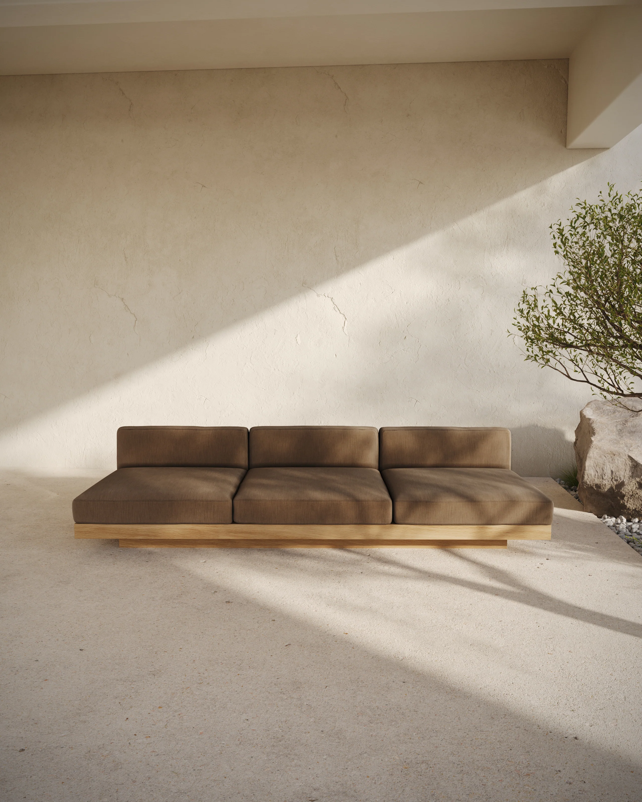Bench three seater incl cushion outdoor camel Rudolph - Image 6