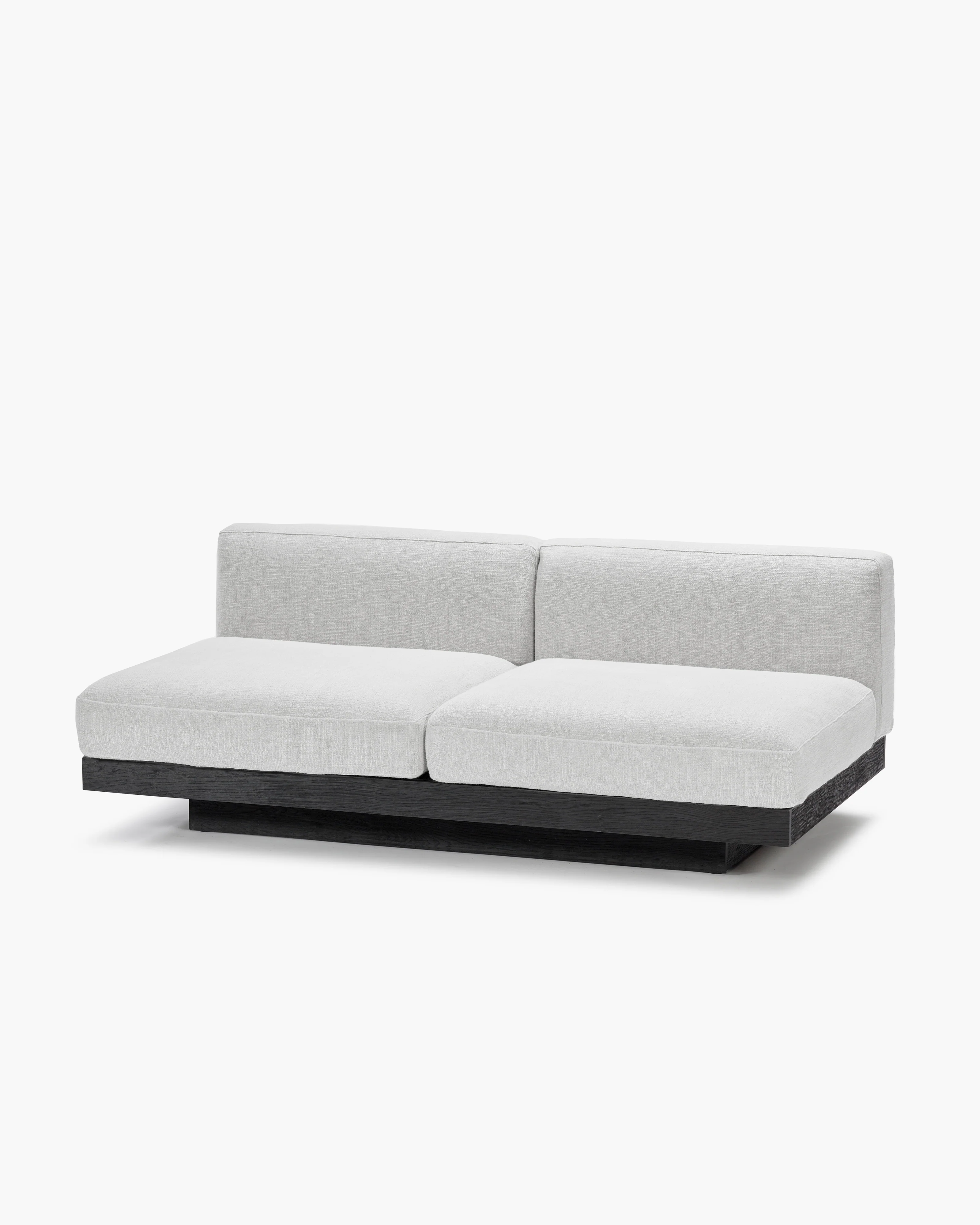Bench two seater incl cushion indoor off-white - black Rudolph
