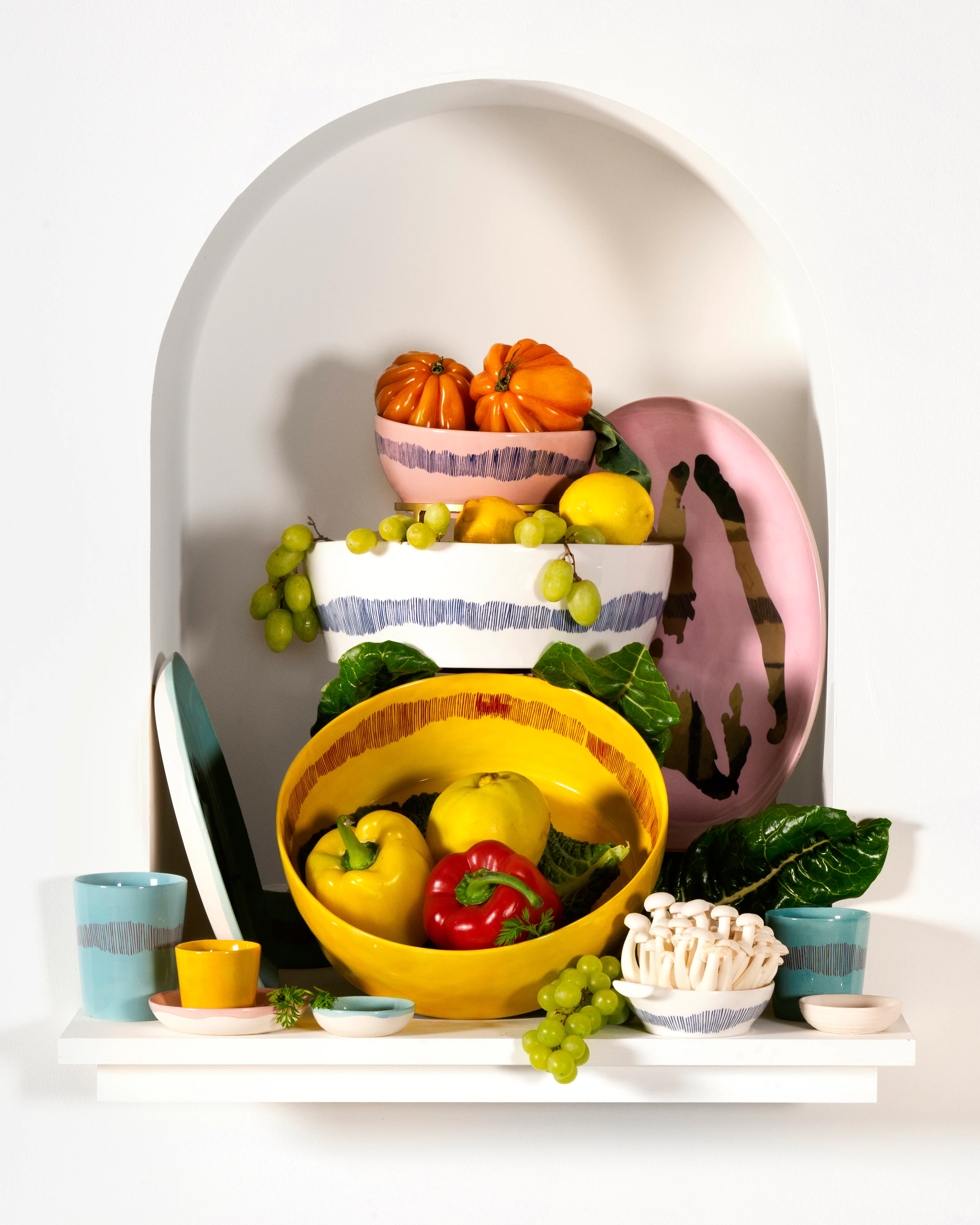 Bowl L pink - blue stripes Feast - Image 4