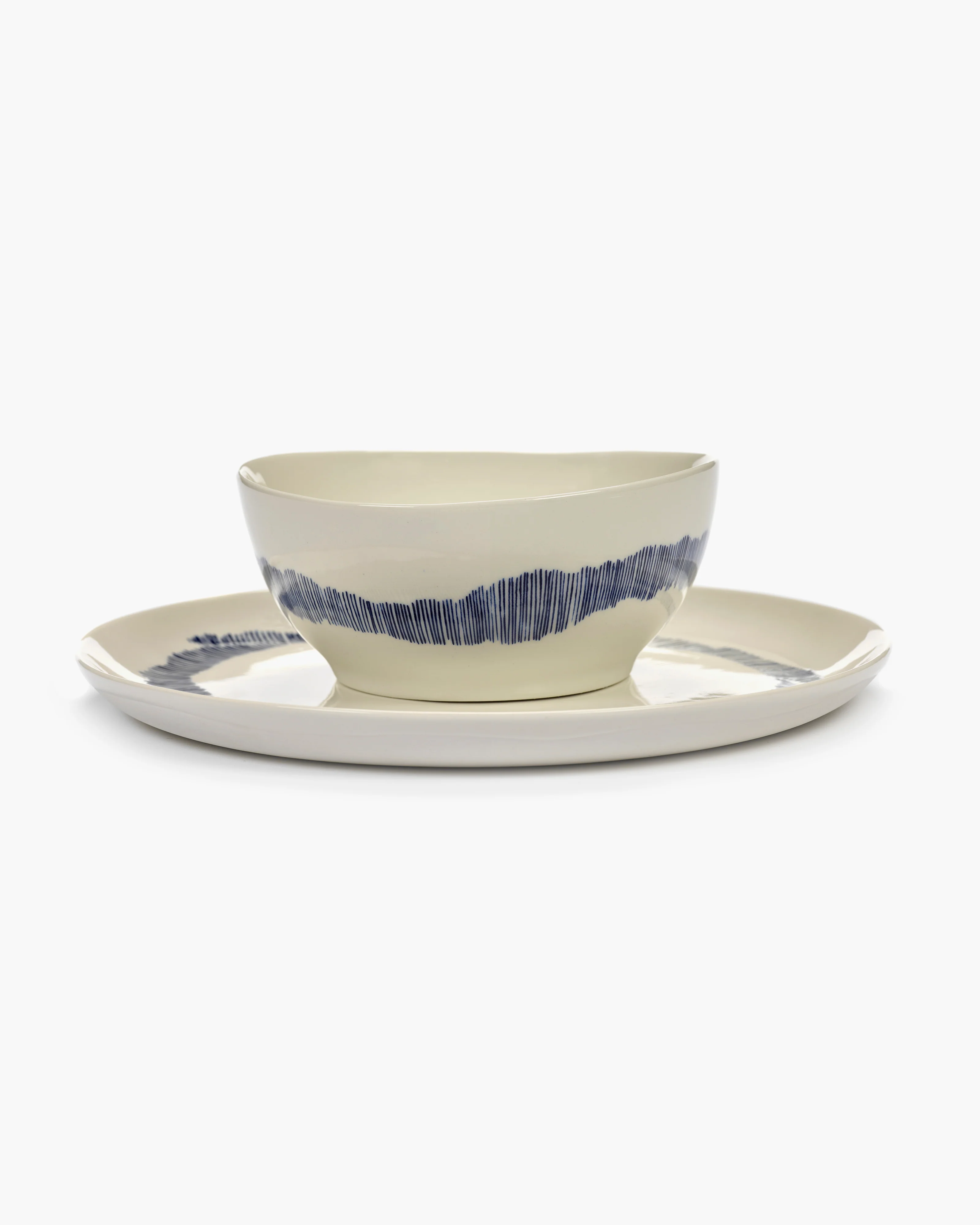 Bowl S white swirl - blue stripes Feast - Image 3