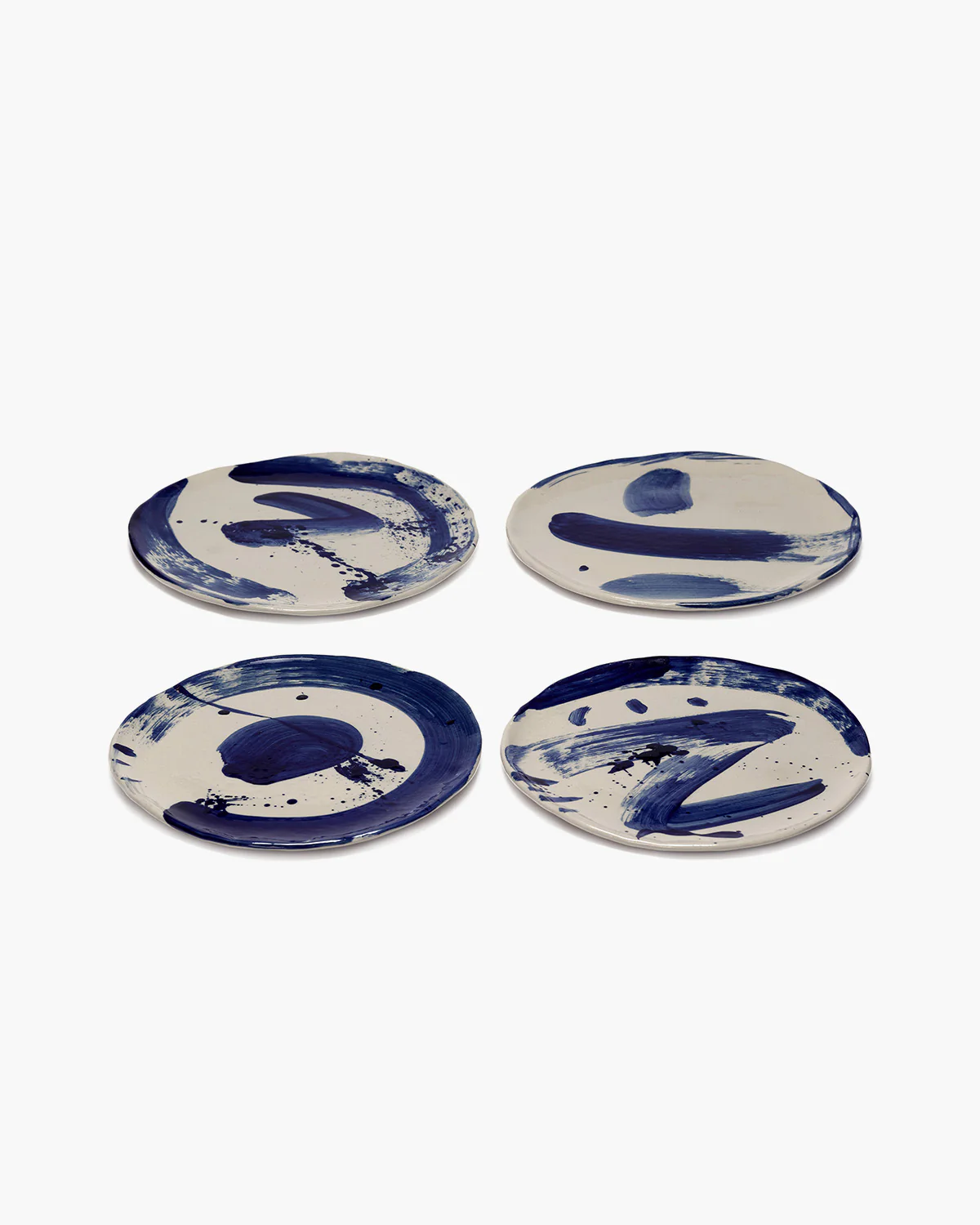 Breakfast plate set of 4 varied designs beige - blue Sophia - Image 4
