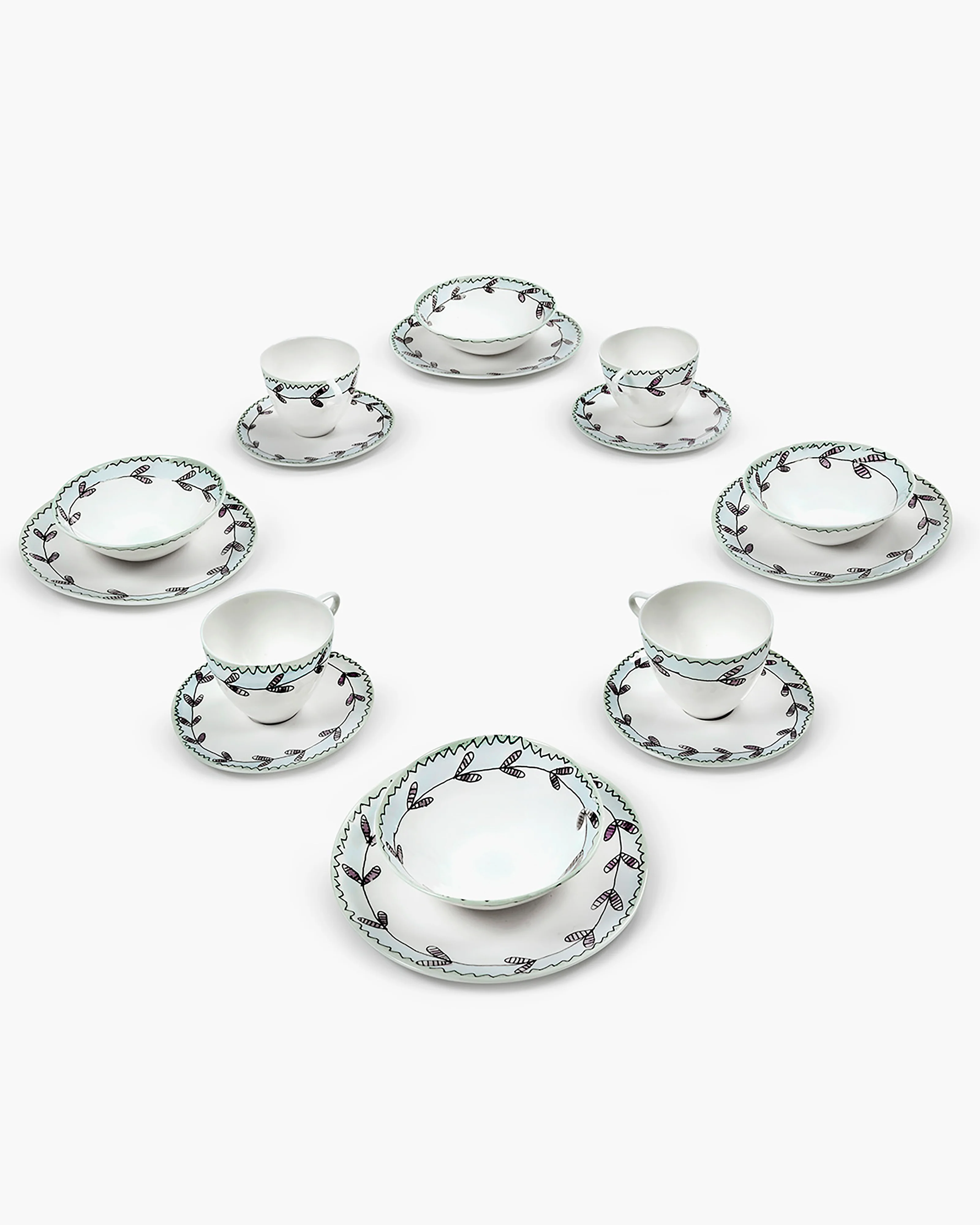Breakfast set 16 pieces blossom milk midnight flowers