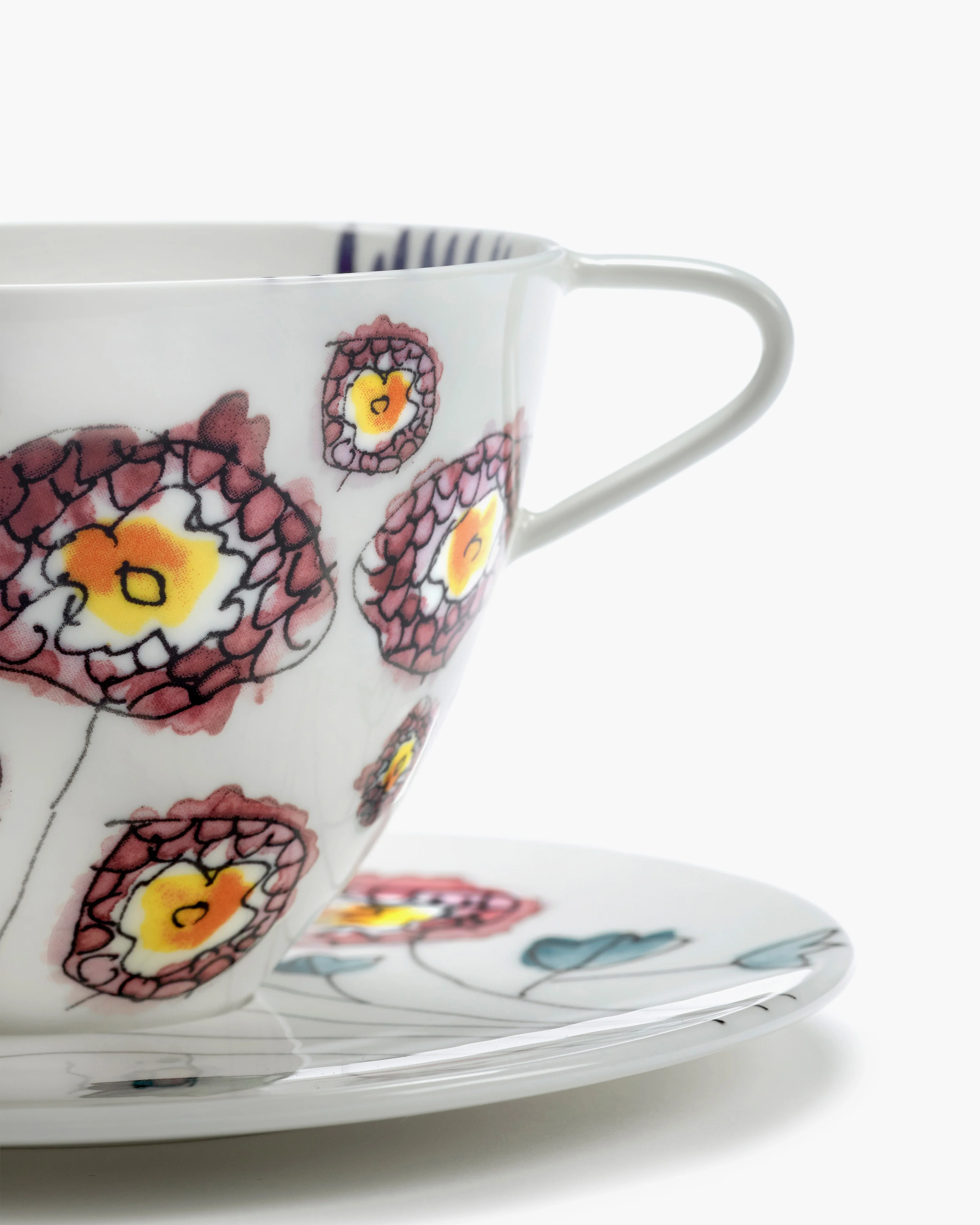 Cappuccino cup with saucer Anemone milk Midnight Flowers - Image 6