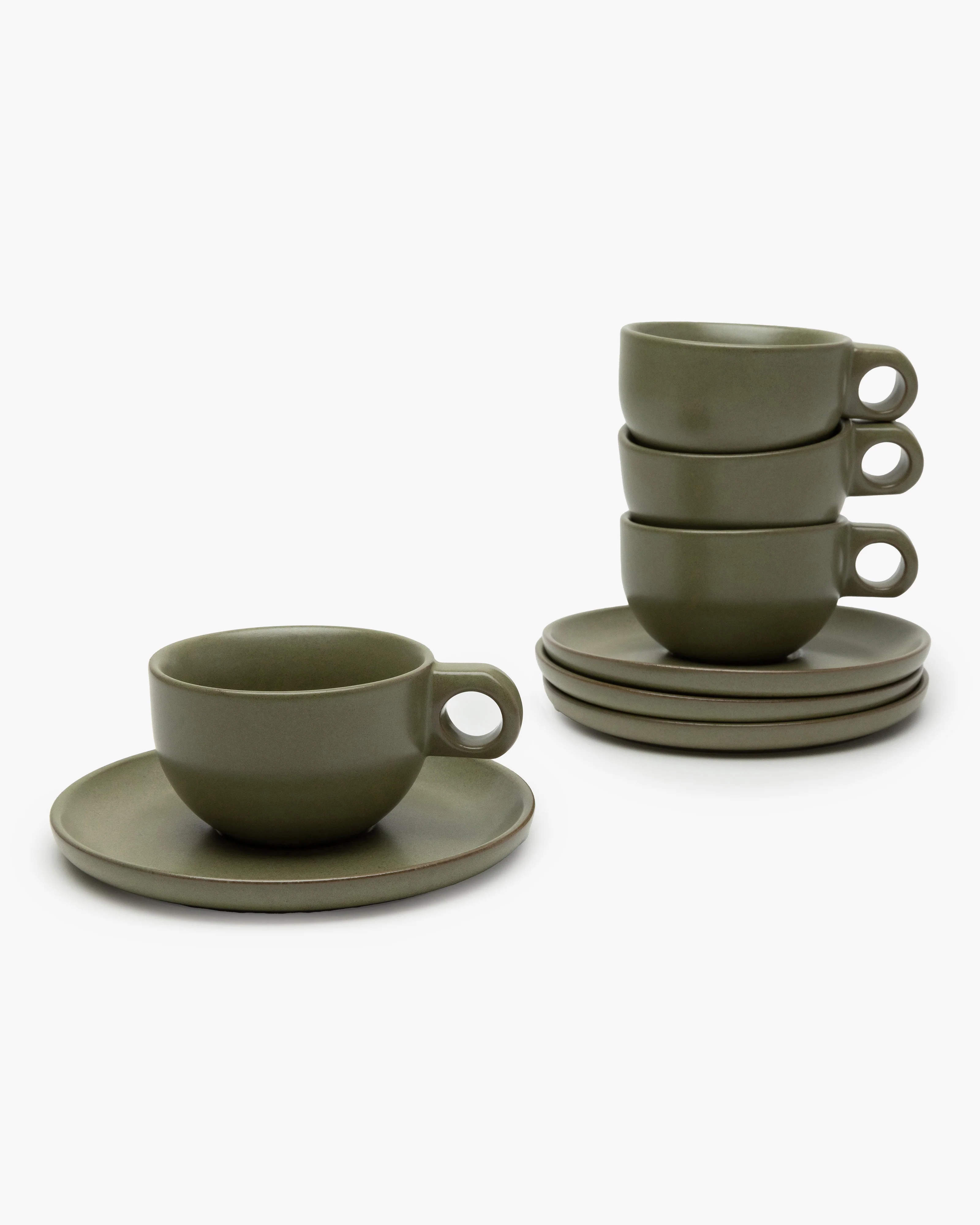 Cappuccino cup with saucer camogreen Surface - Image 6
