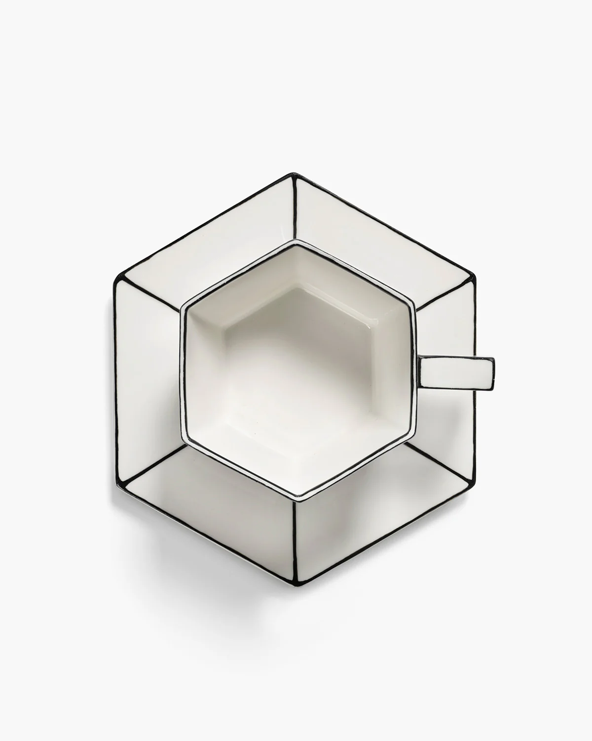 Cappuccino cup with saucer white - black Carte Blanche - Image 3