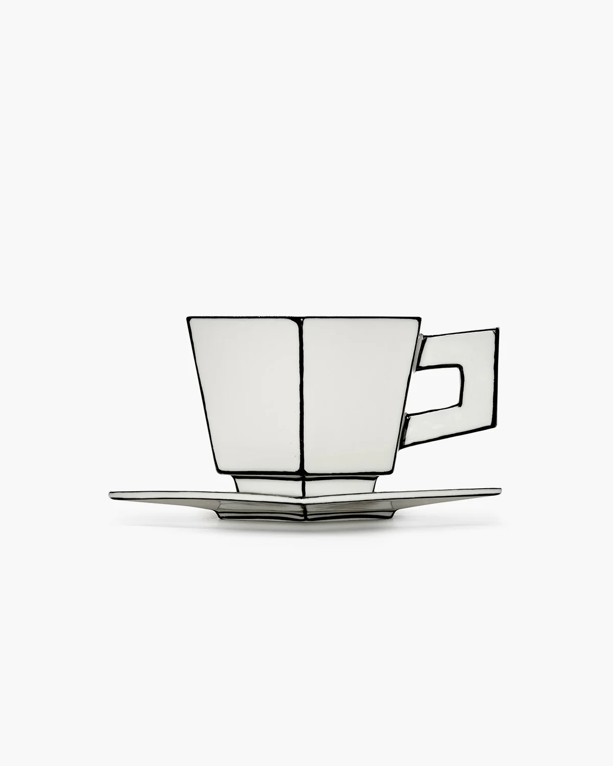 Cappuccino cup with saucer white - black Carte Blanche - Image 4