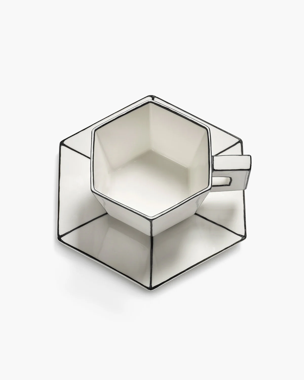 Cappuccino cup with saucer white - black Carte Blanche - Image 5