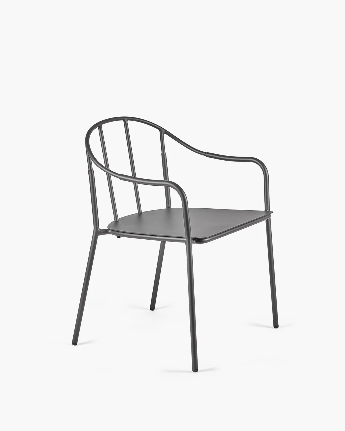 Black chair with armrests and white cushion included Patio - Image 4