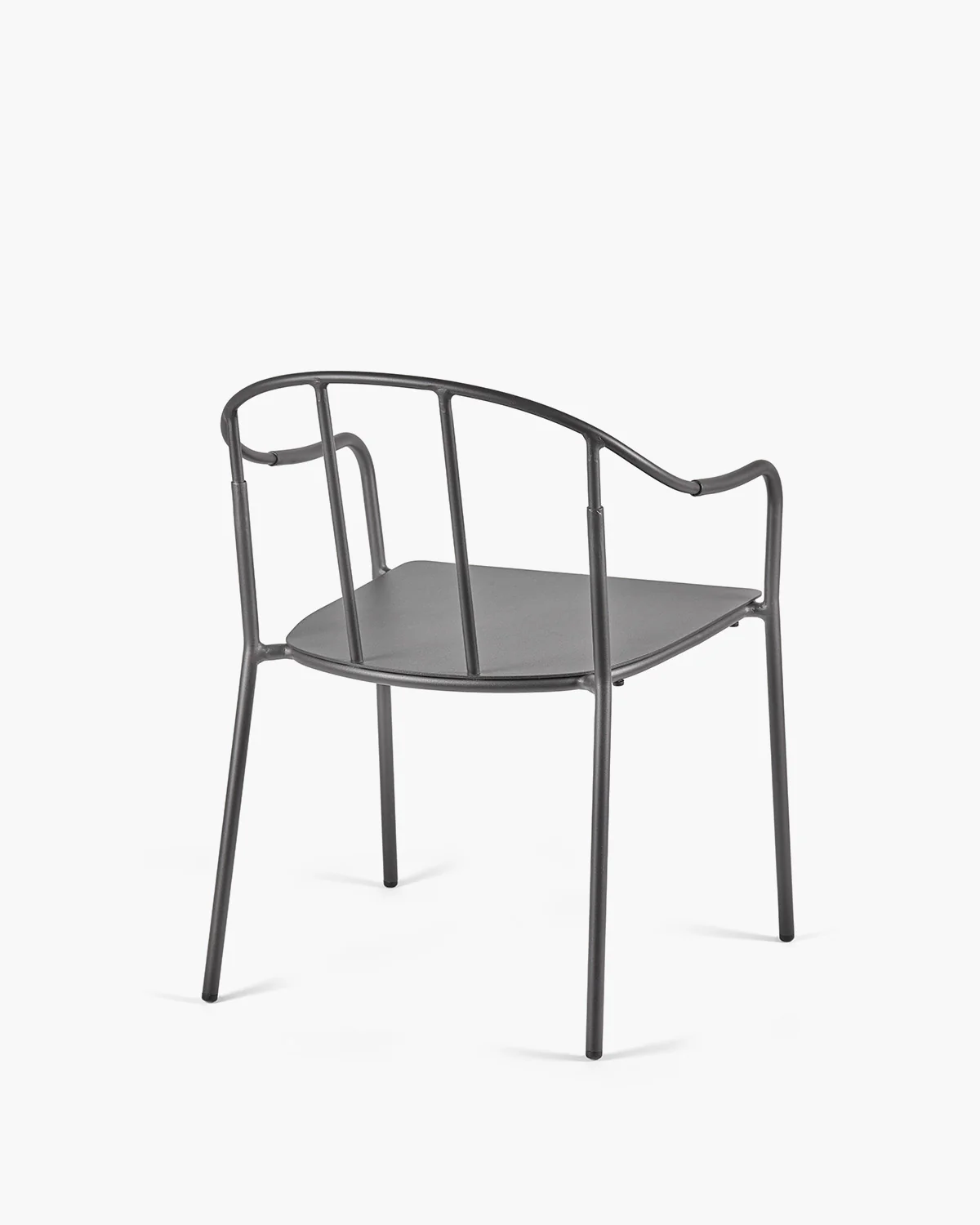 Black chair with armrests and white cushion included Patio - Image 5
