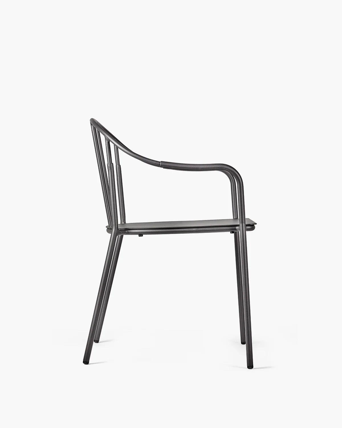 Black chair with armrests and white cushion included Patio - Image 6