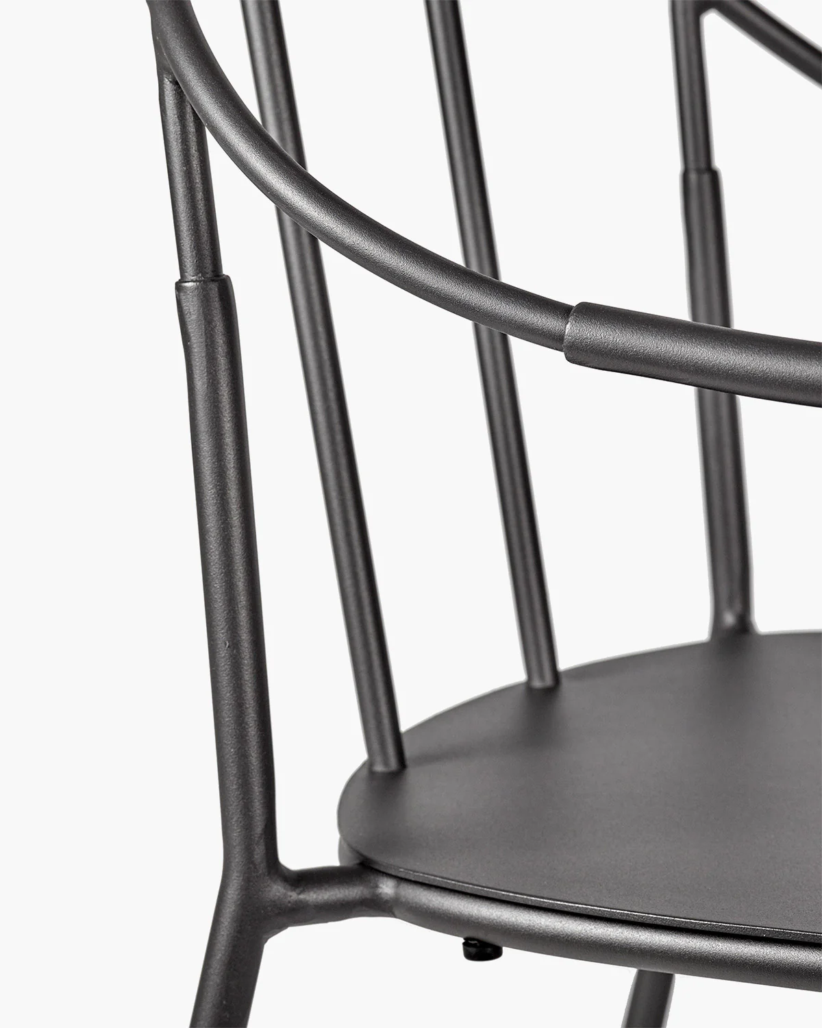 Black chair with armrests and white cushion included Patio - Image 7