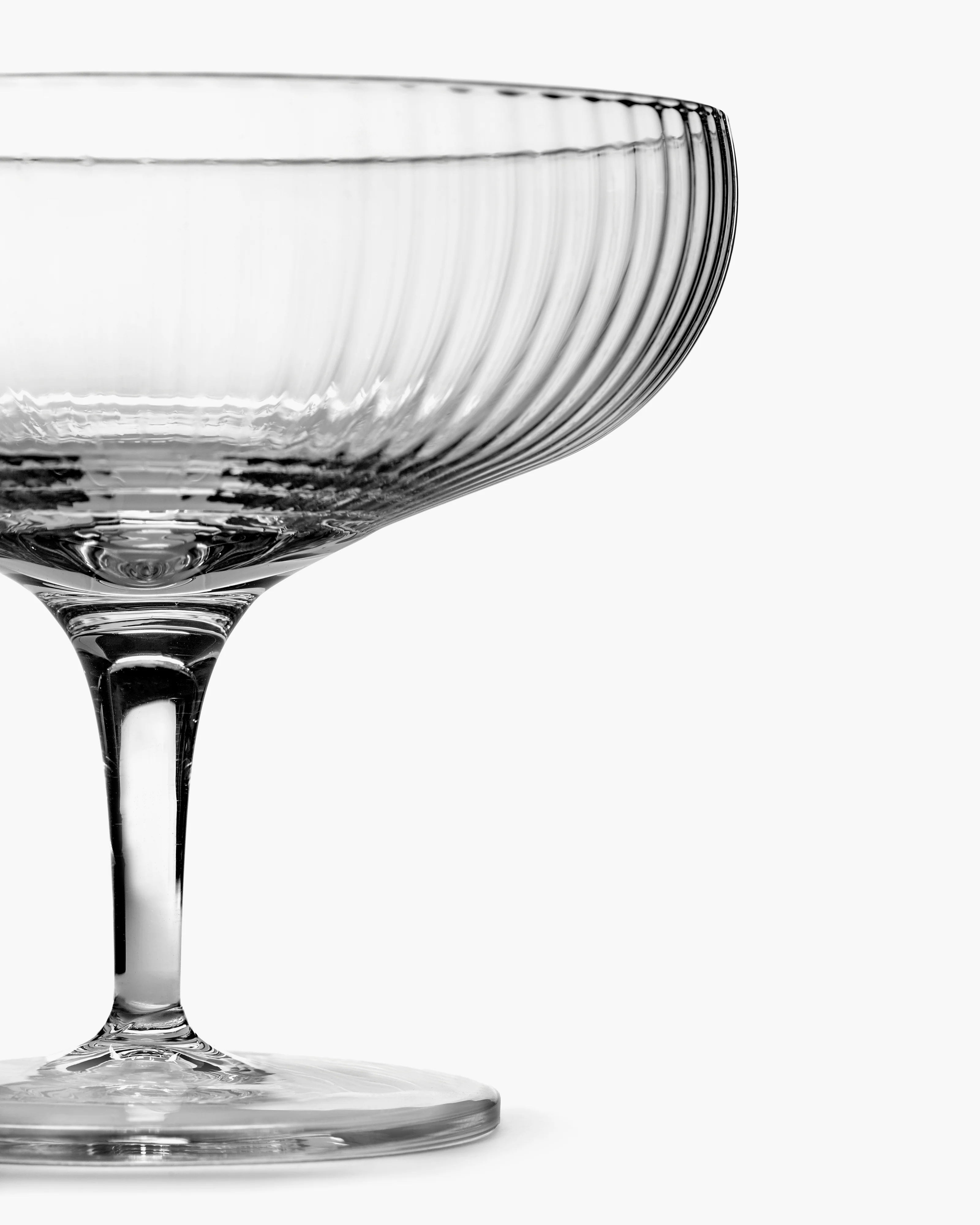Champagne coupe 15cl transparent ribbed glass Inku - Image 4