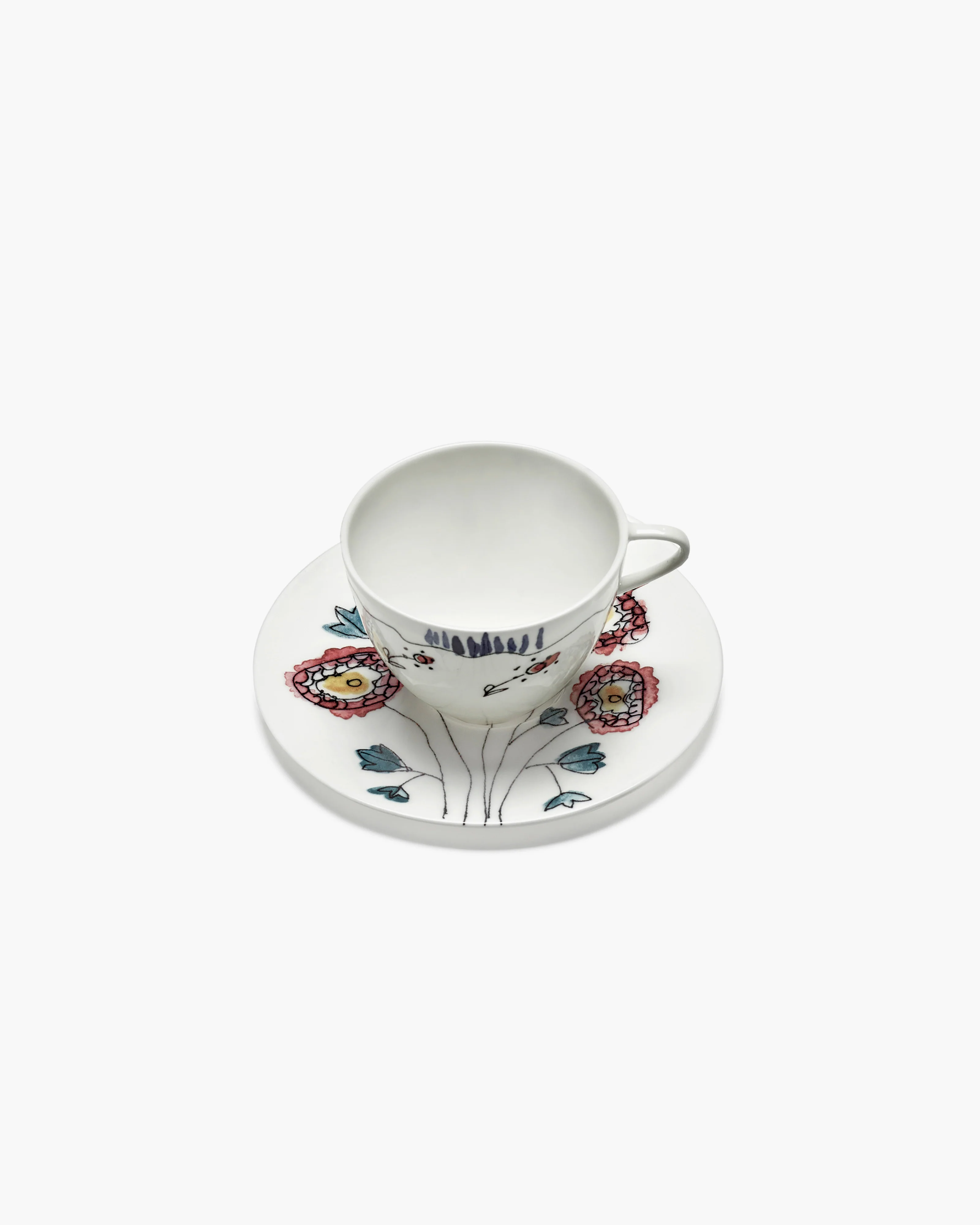 Coffee cup high with saucer Anemone milk Midnight Flowers - Image 2