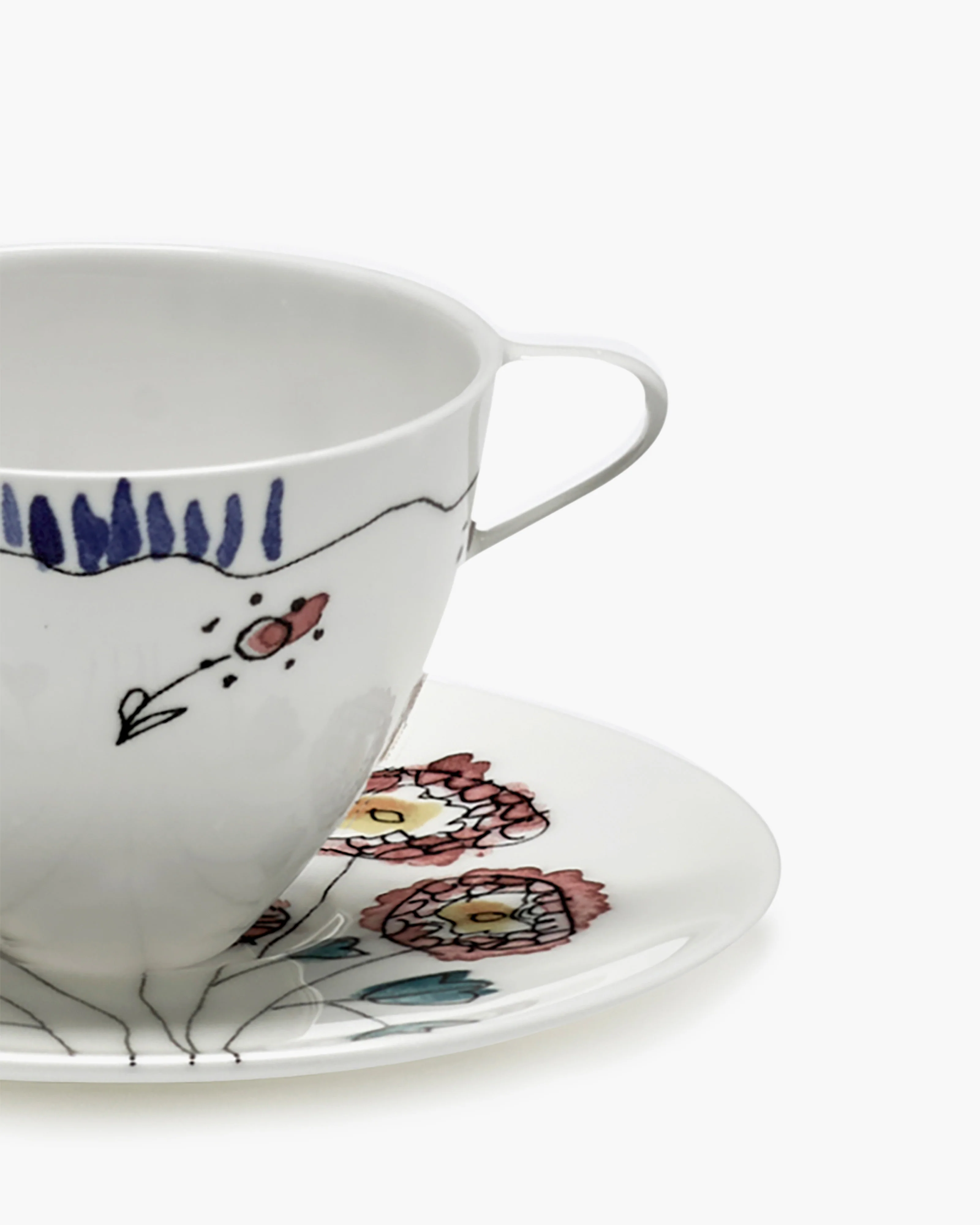 Coffee cup high with saucer Anemone milk Midnight Flowers - Image 4