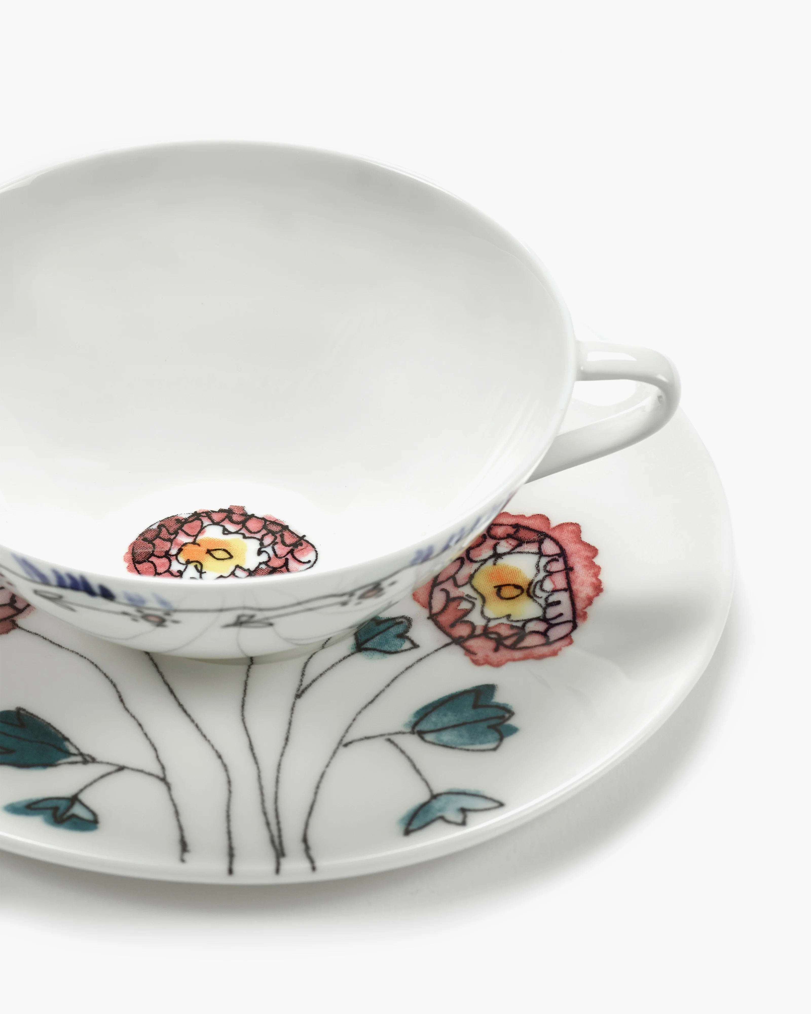 Coffee cup low with saucer Anemone milk Midnight Flowers - Image 5