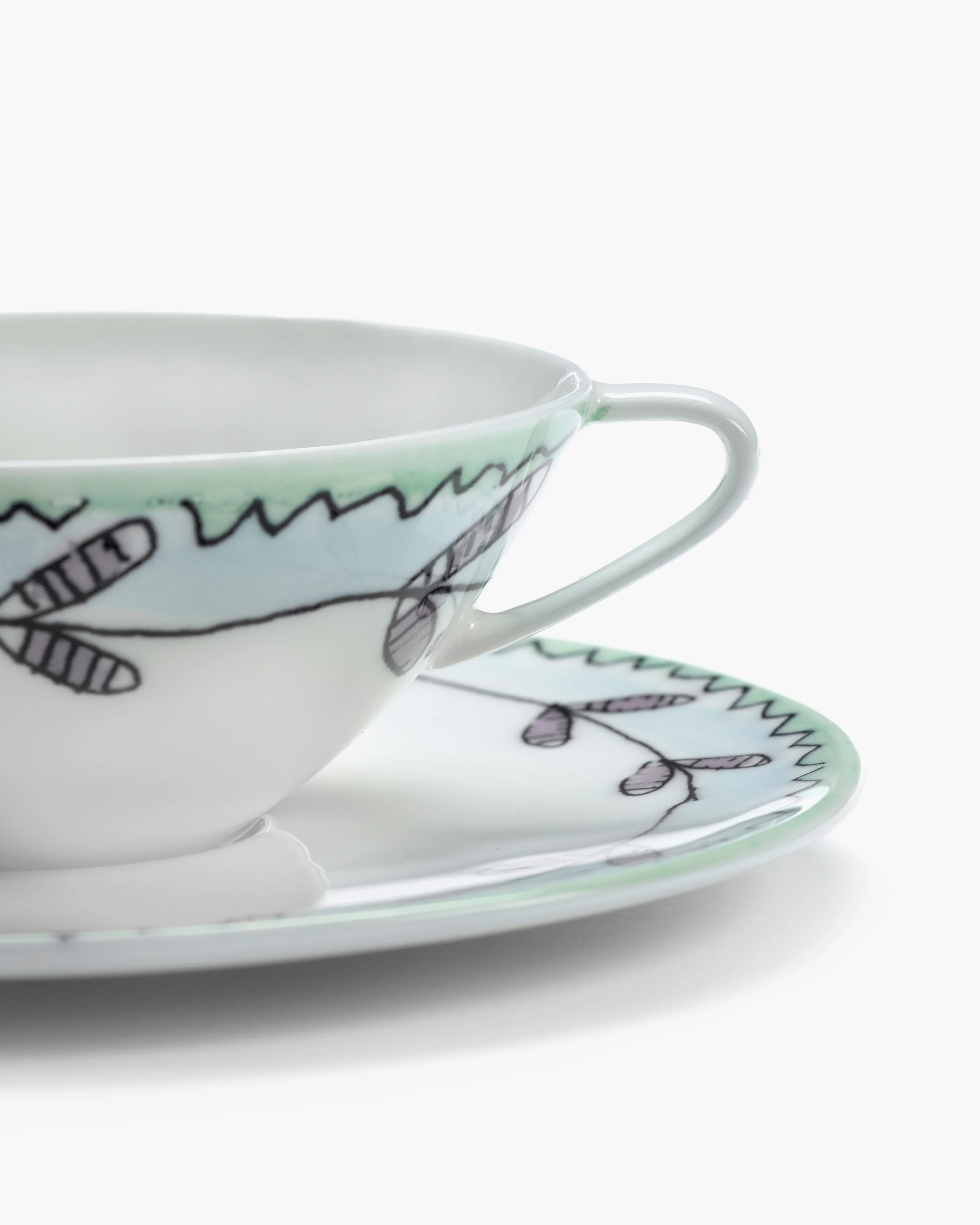 Coffee cup low with saucer Blossom milk Midnight Flowers - Image 5