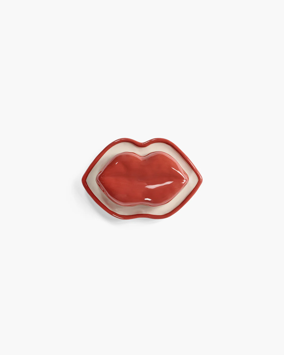 Dish with lid red - white Lips Les Objets Mouleversants - Image 4