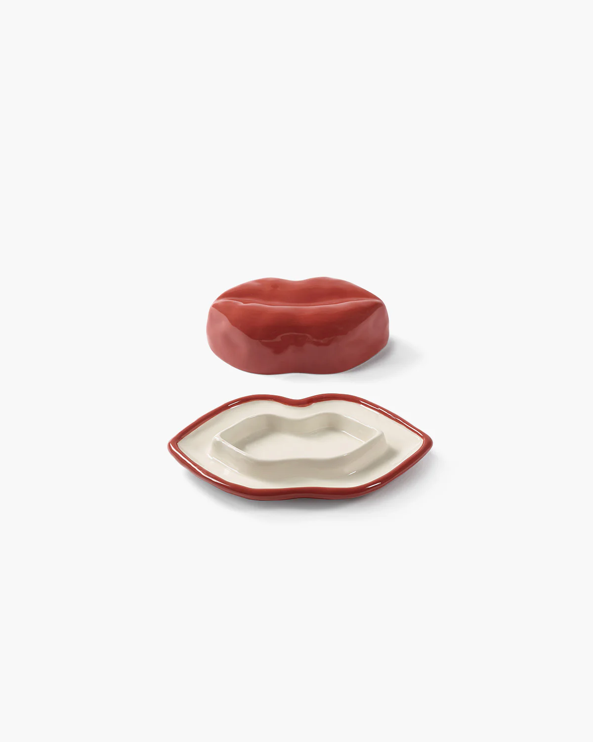 Dish with lid red - white Lips Les Objets Mouleversants - Image 6