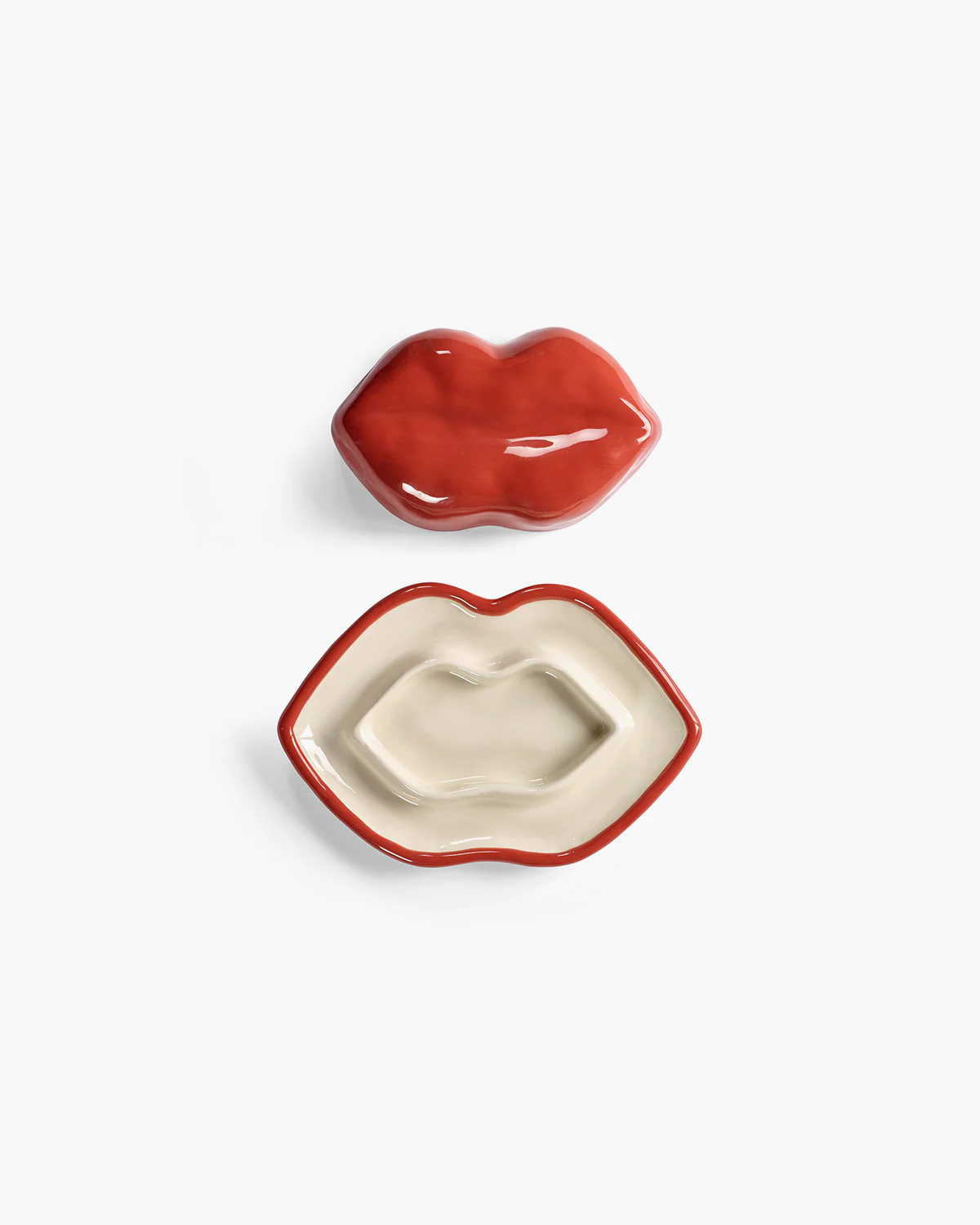 Dish with lid red - white Lips Les Objets Mouleversants - Image 7