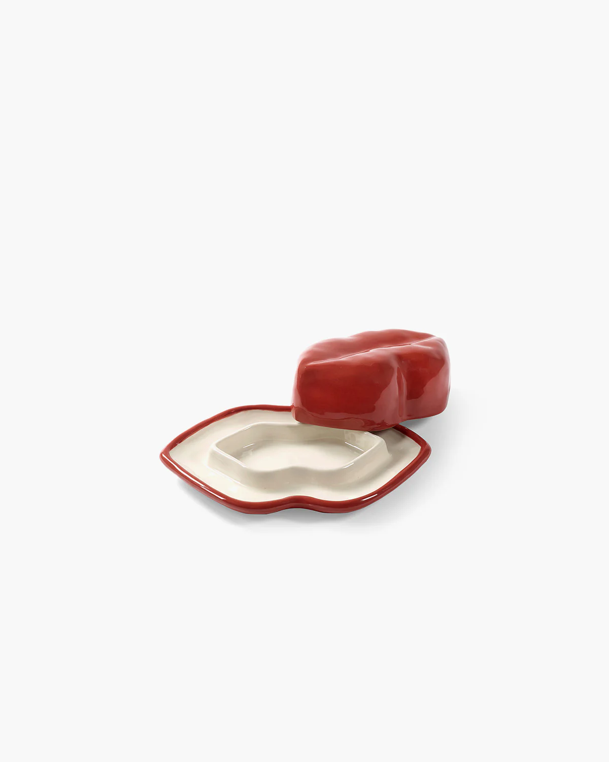 Dish with lid red - white Lips Les Objets Mouleversants - Image 8