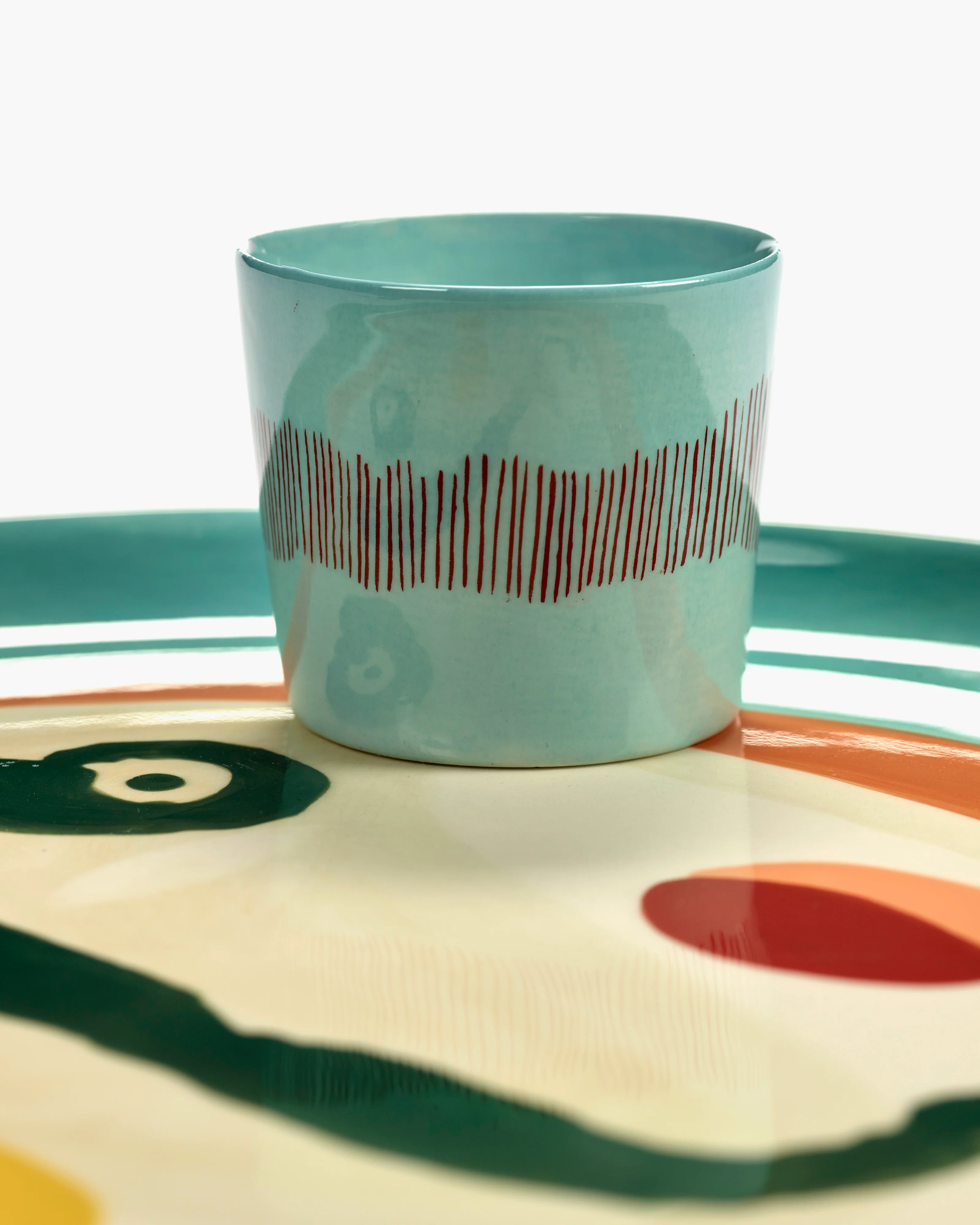 Espresso cup 15cl azure - red stripes Feast - Image 4