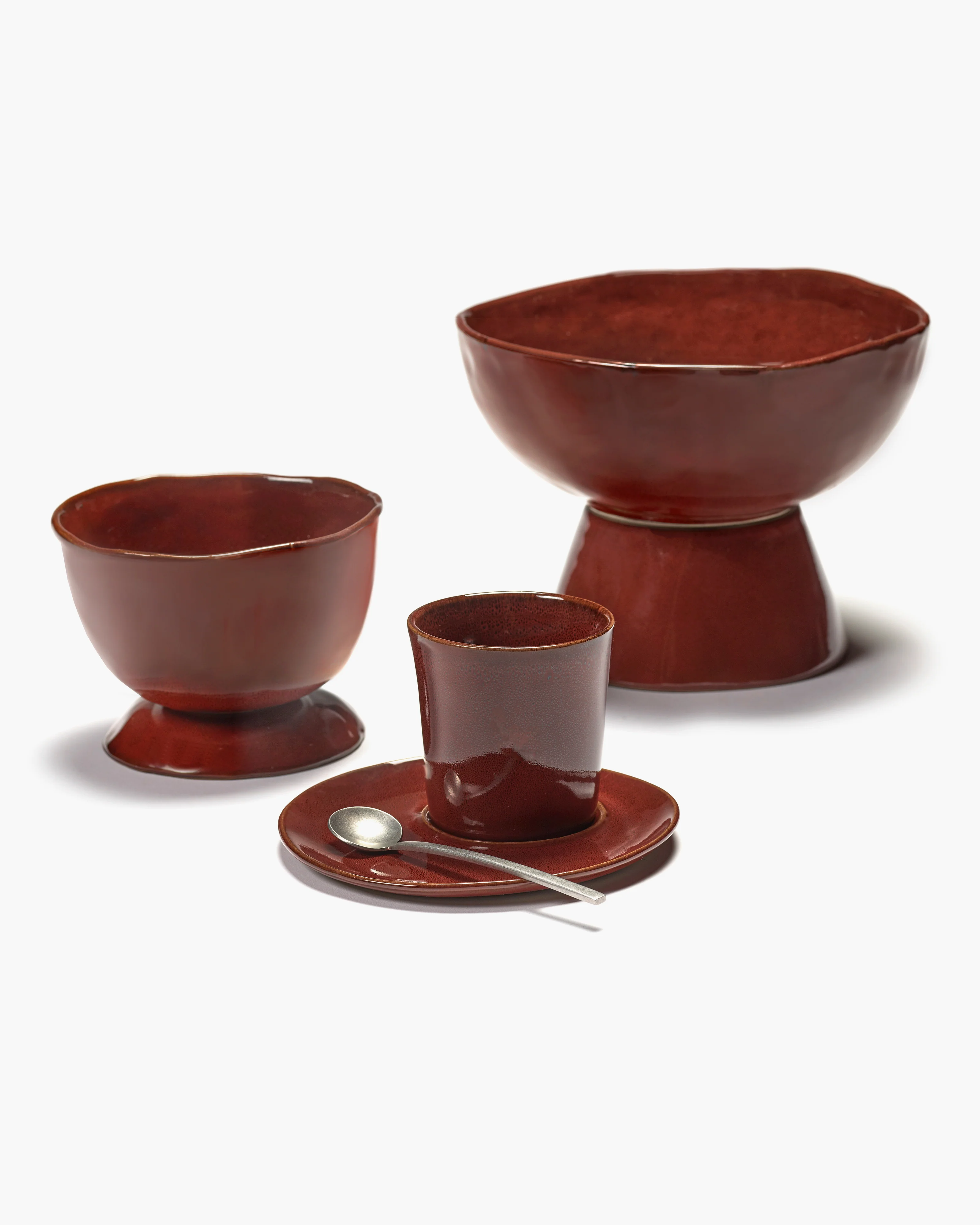 High bowl large on foot red La Mère - Image 3