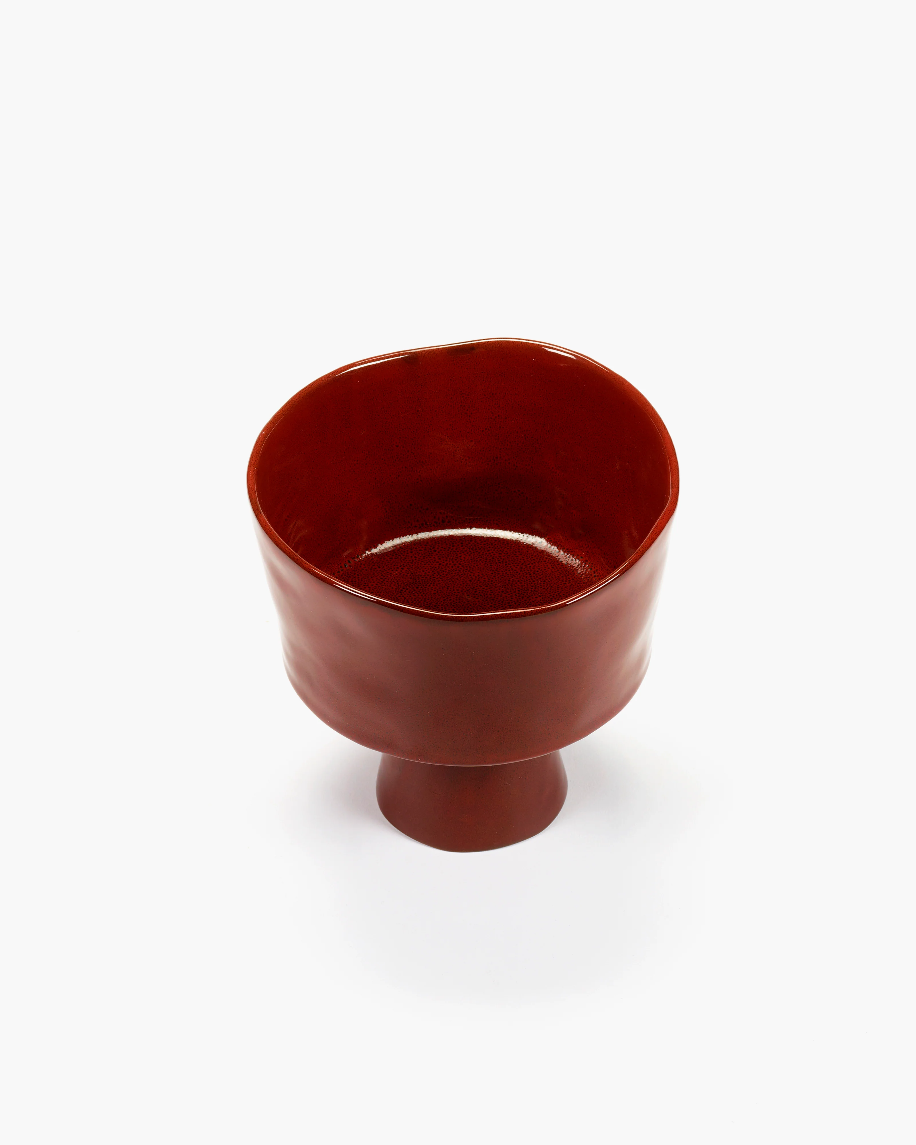 High bowl on foot venetian red La Mère - Image 4