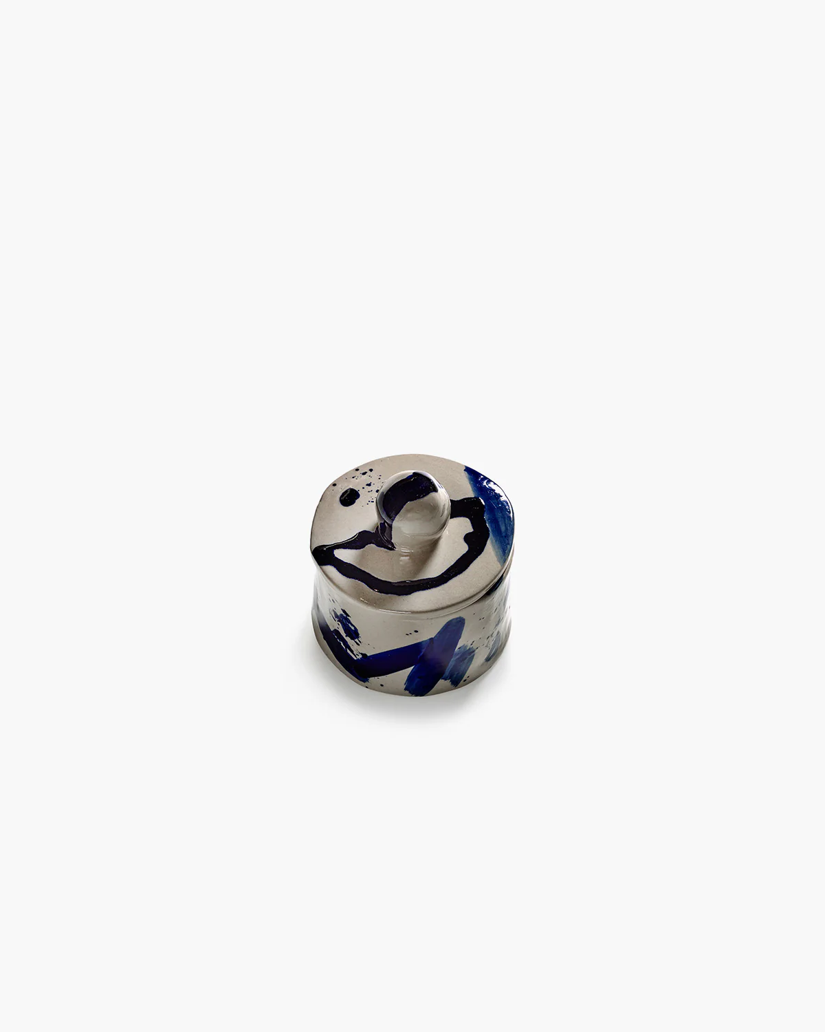 Lidded ceramic pot 01 beige - blue Sophia - Image 5