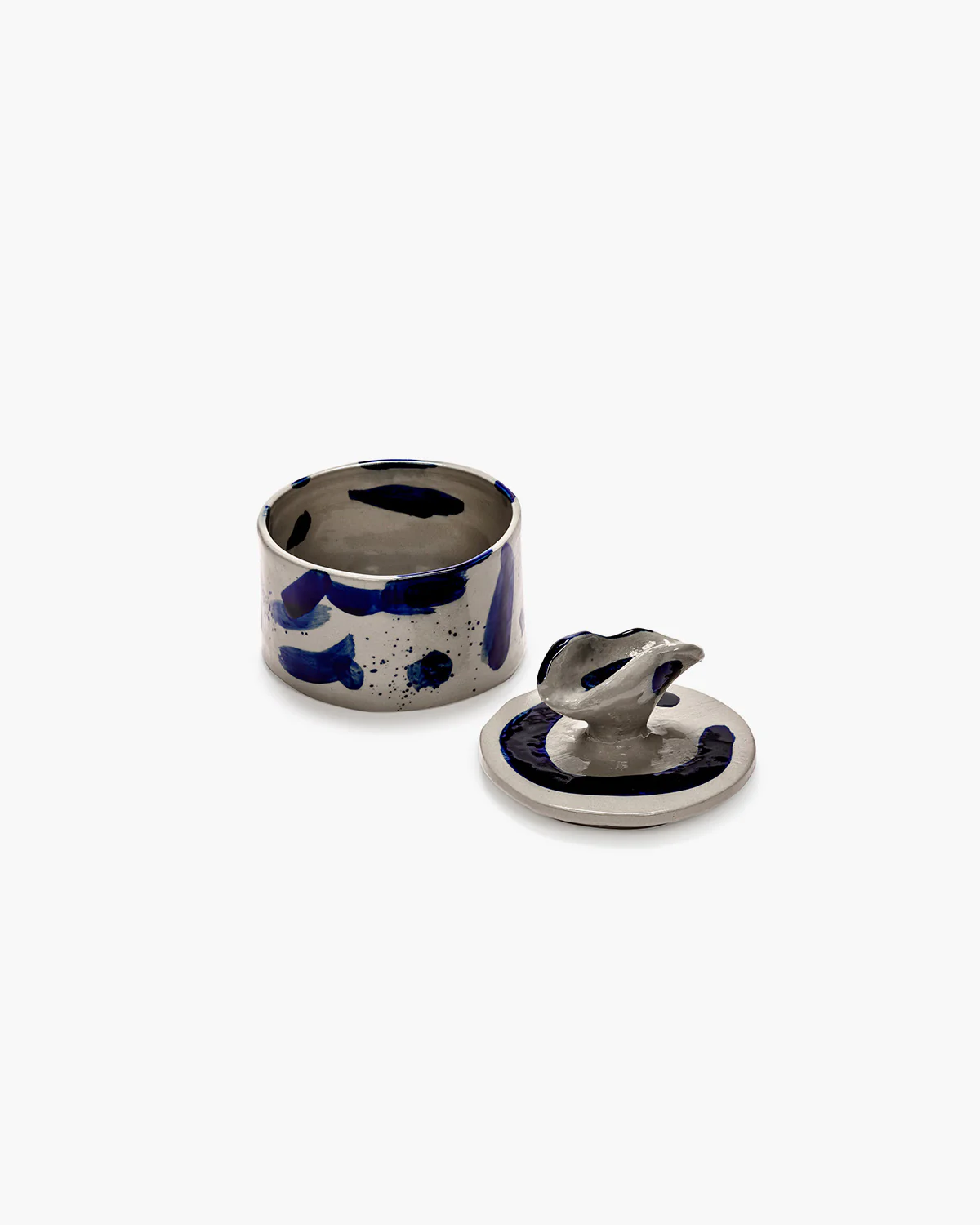 Lidded ceramic pot 02 beige - blue Sophia - Image 4