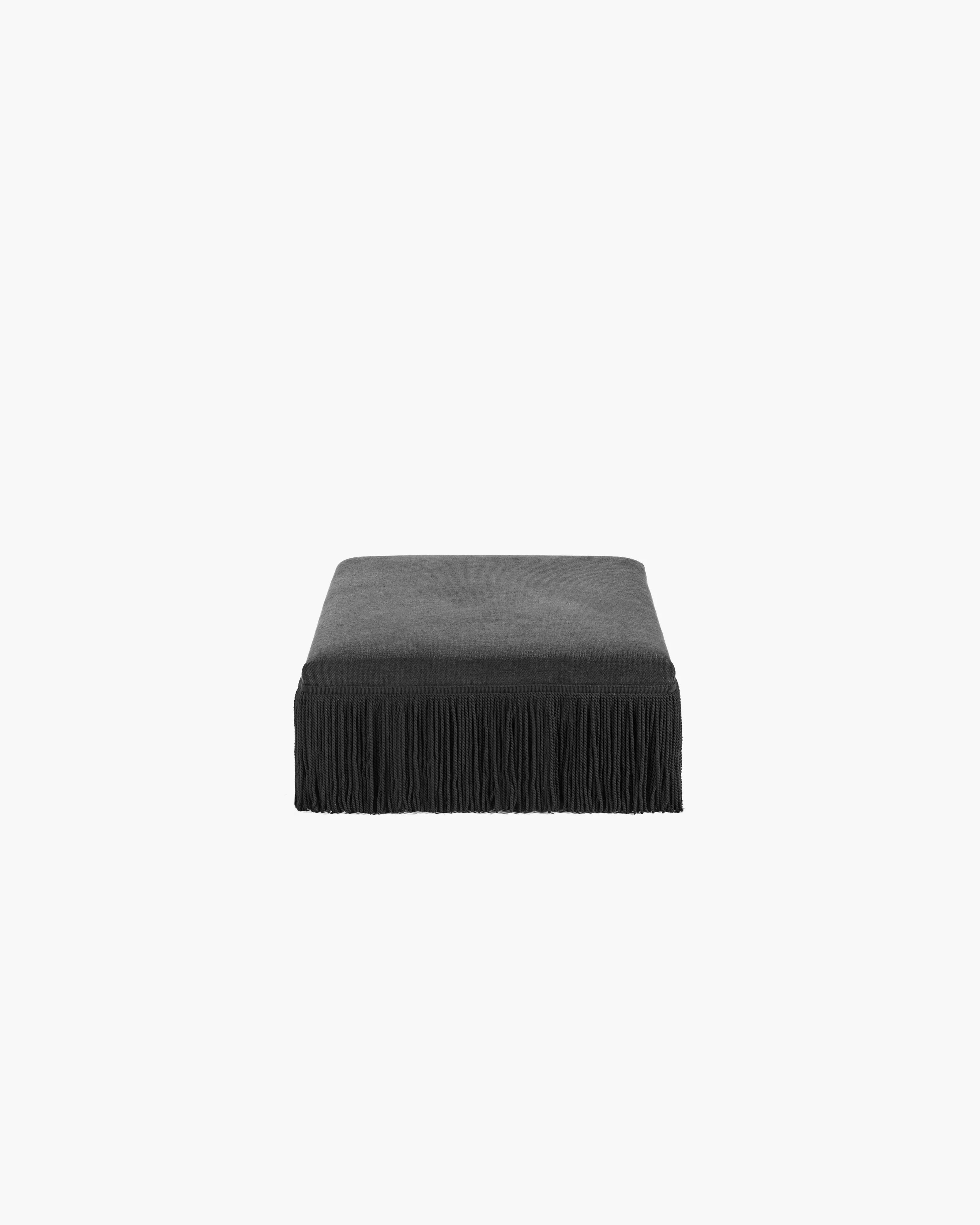 Ottoman L black with black fringes Frin - Image 3