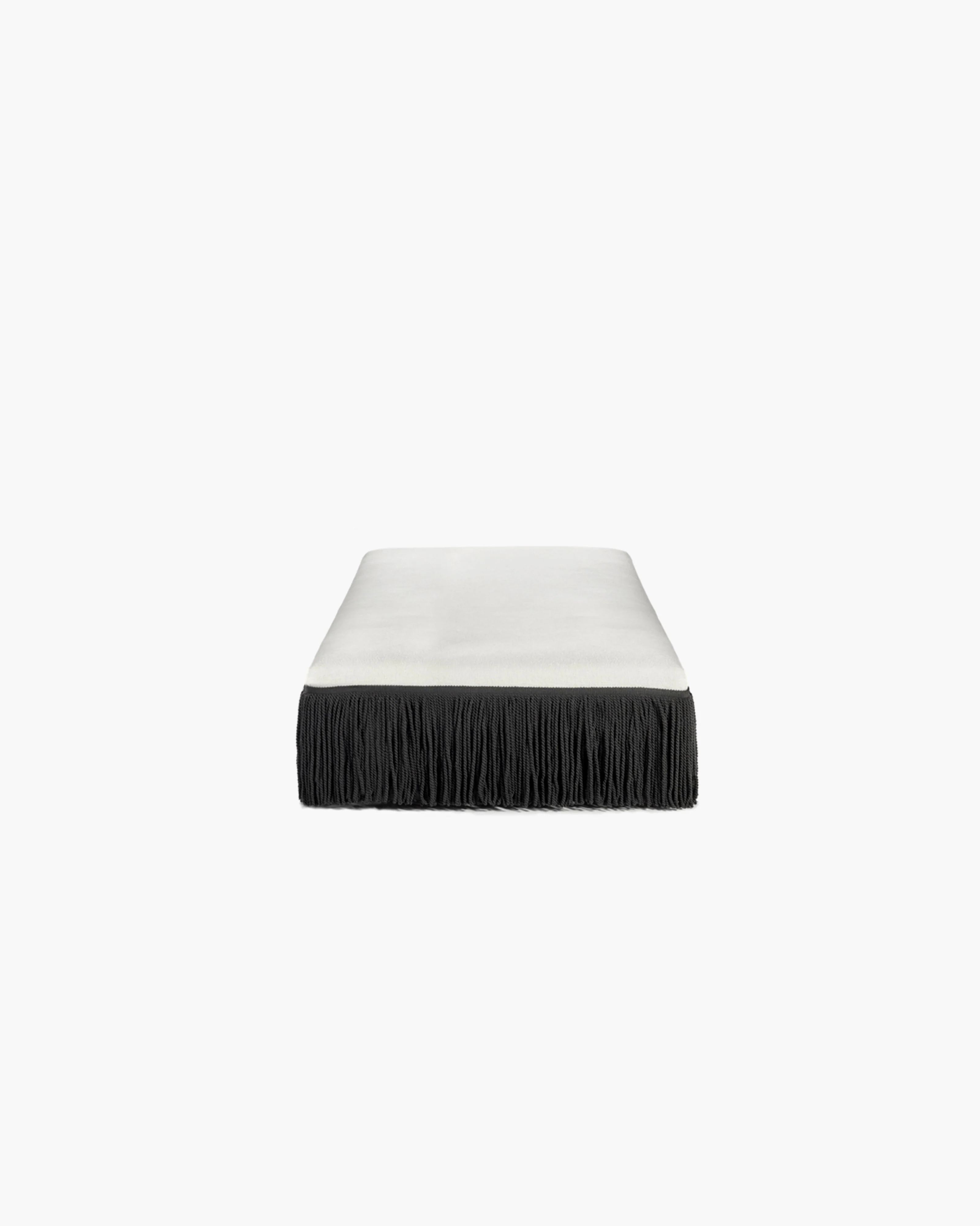 Ottoman L white with black fringes Frin - Image 2