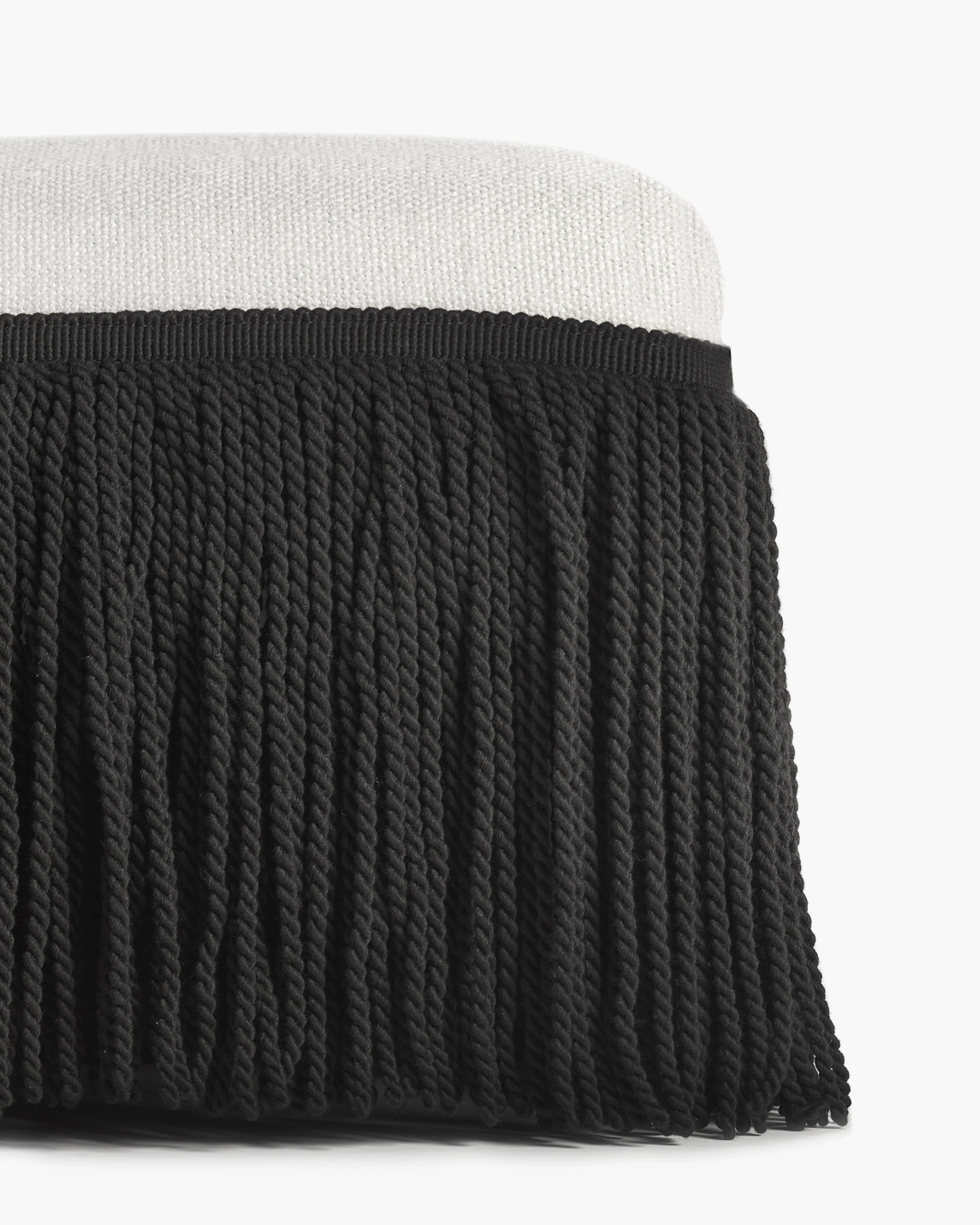 Ottoman L white with black fringes Frin - Image 3