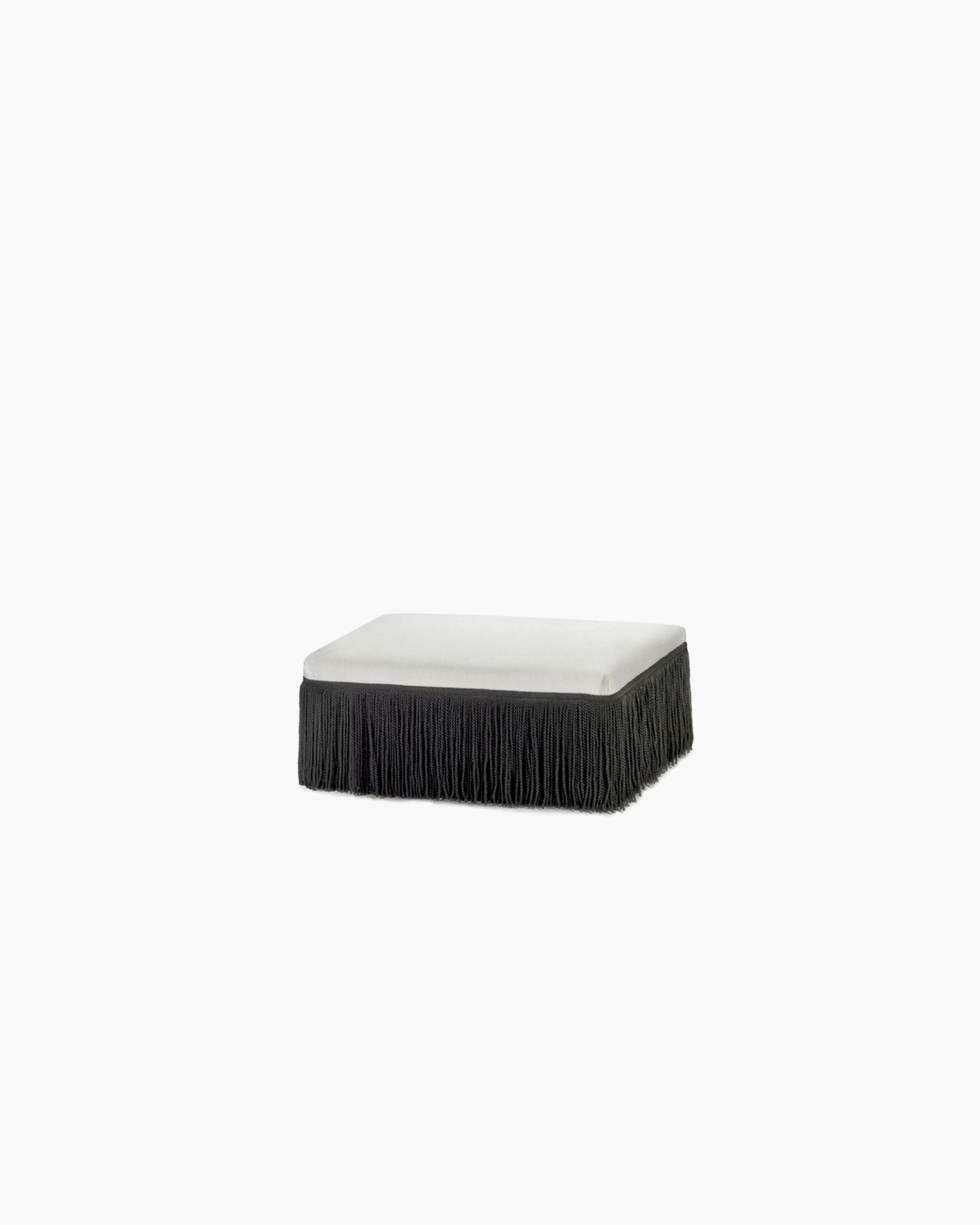 Ottoman S white with black fringes Frin