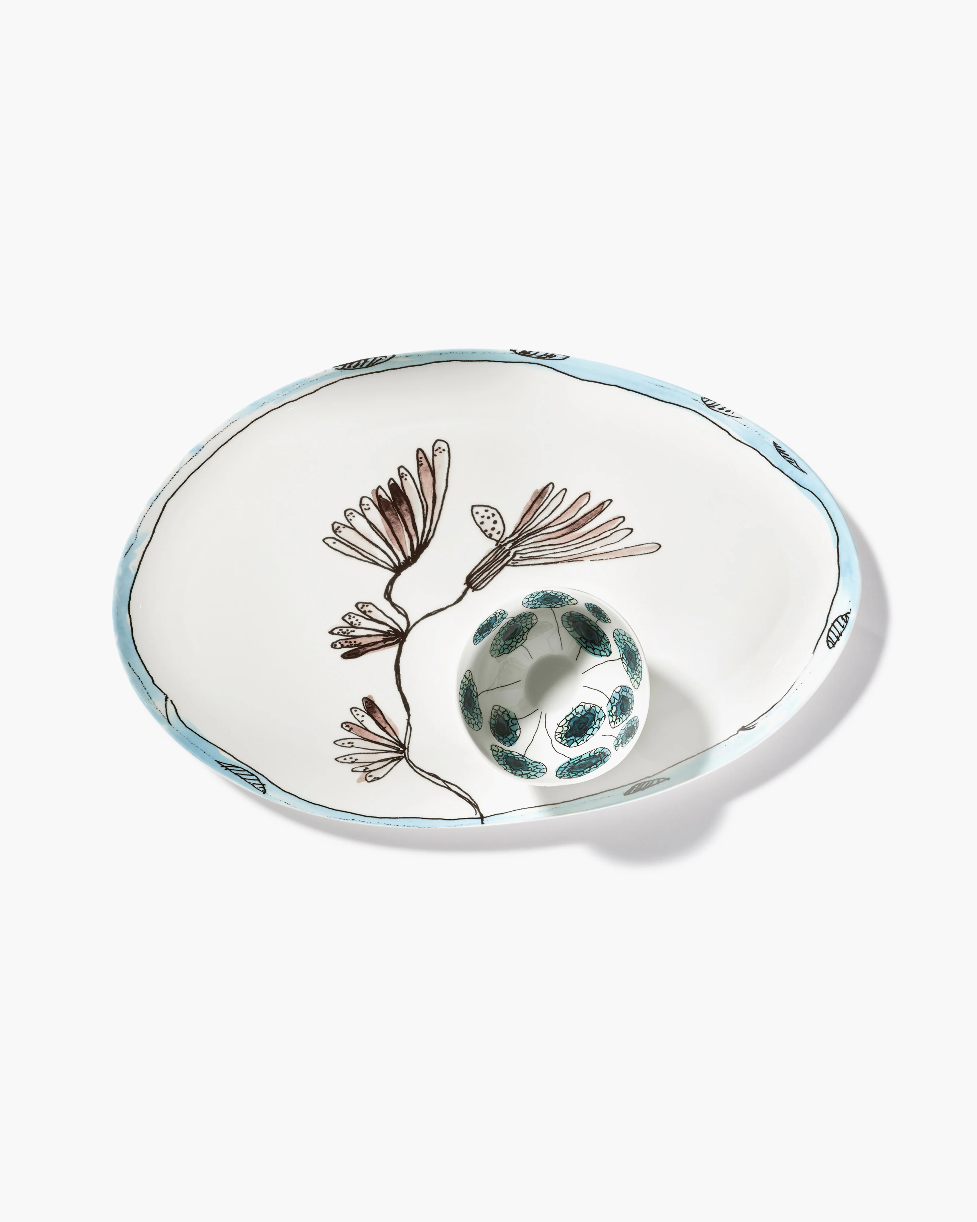 Oval plate °2 L Camelia aubergine Midnight Flowers - Image 6