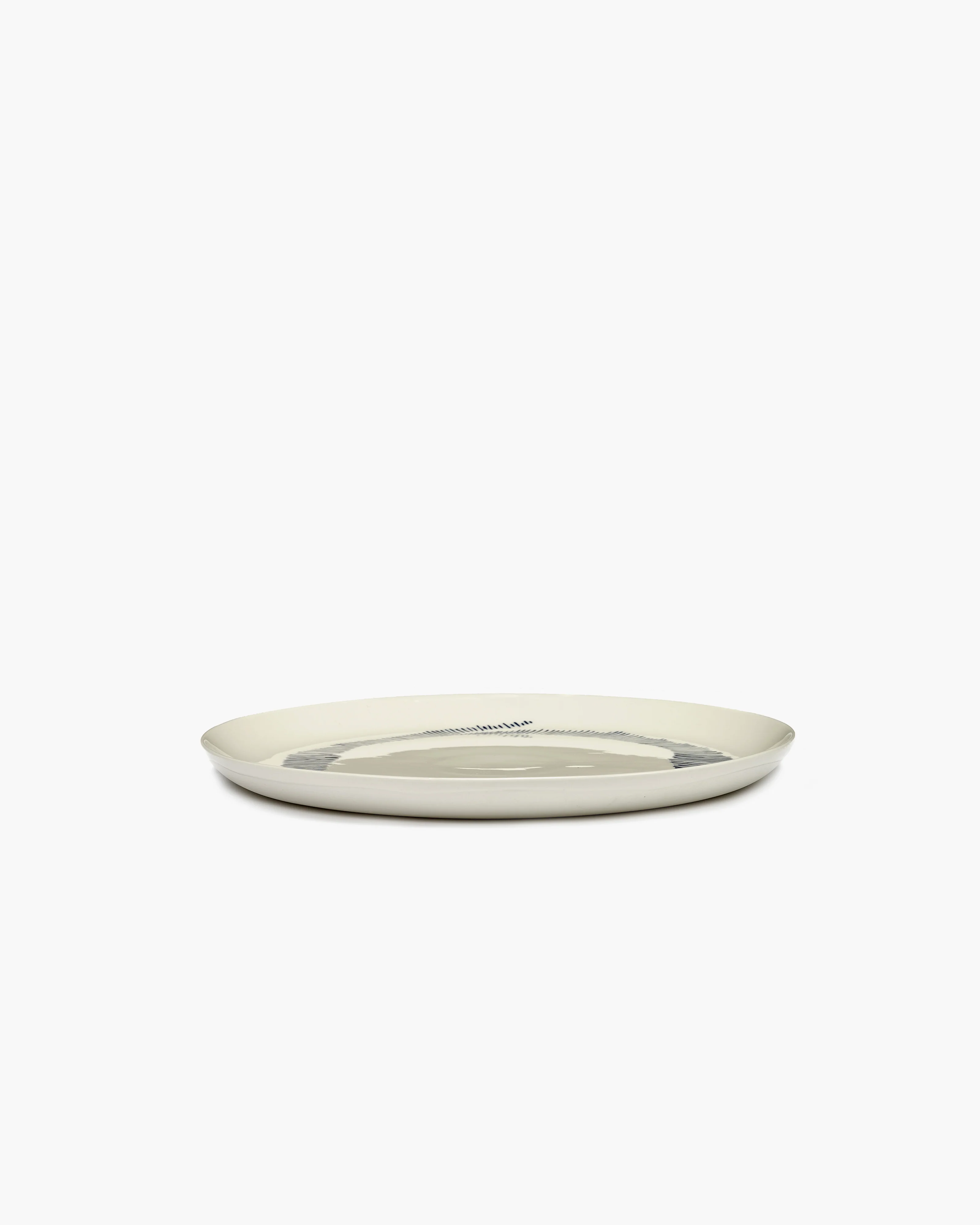 Dinner plate white swirl - blue stripes Feast - Image 2