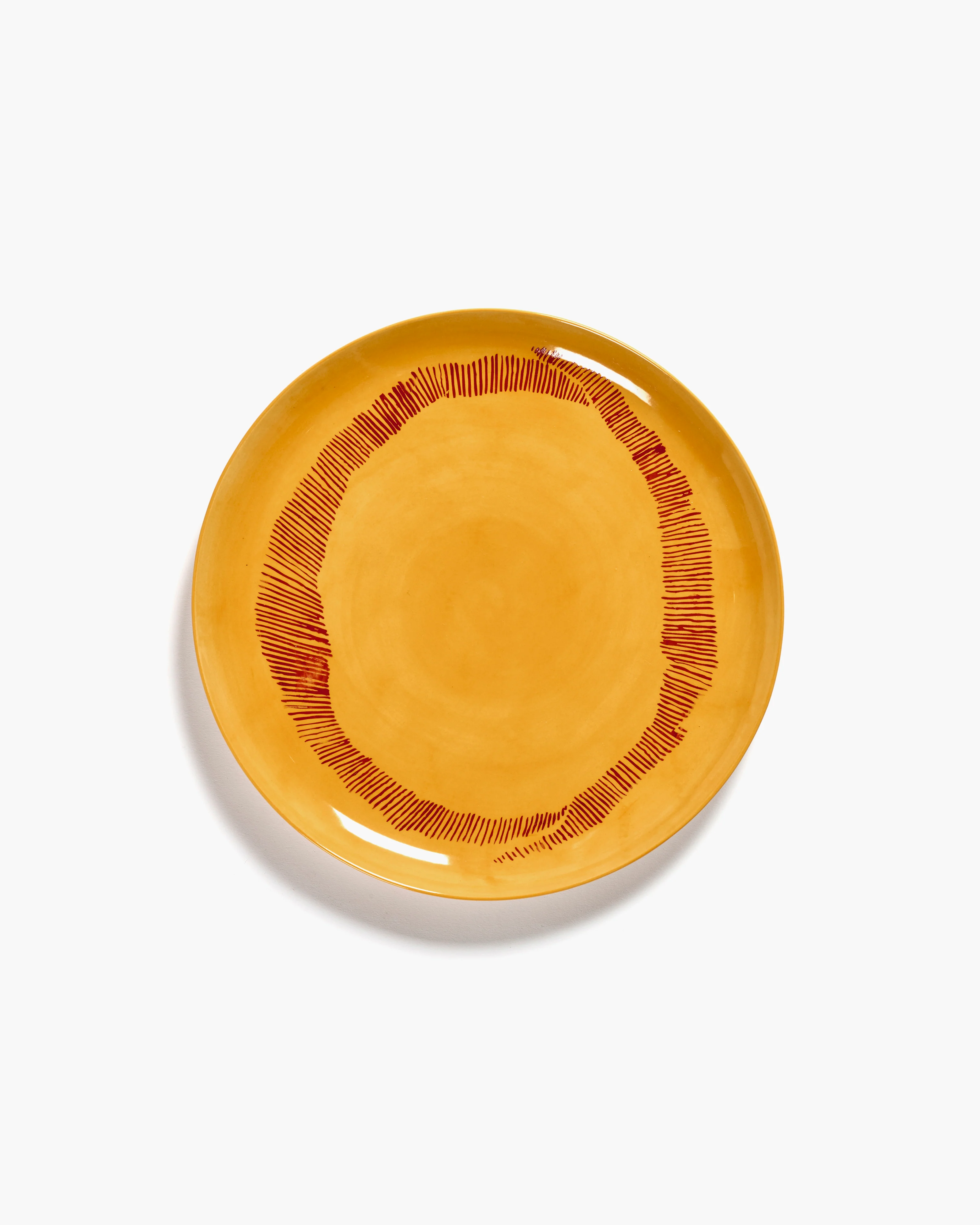 Dinner plate yellow - red stripes Feast