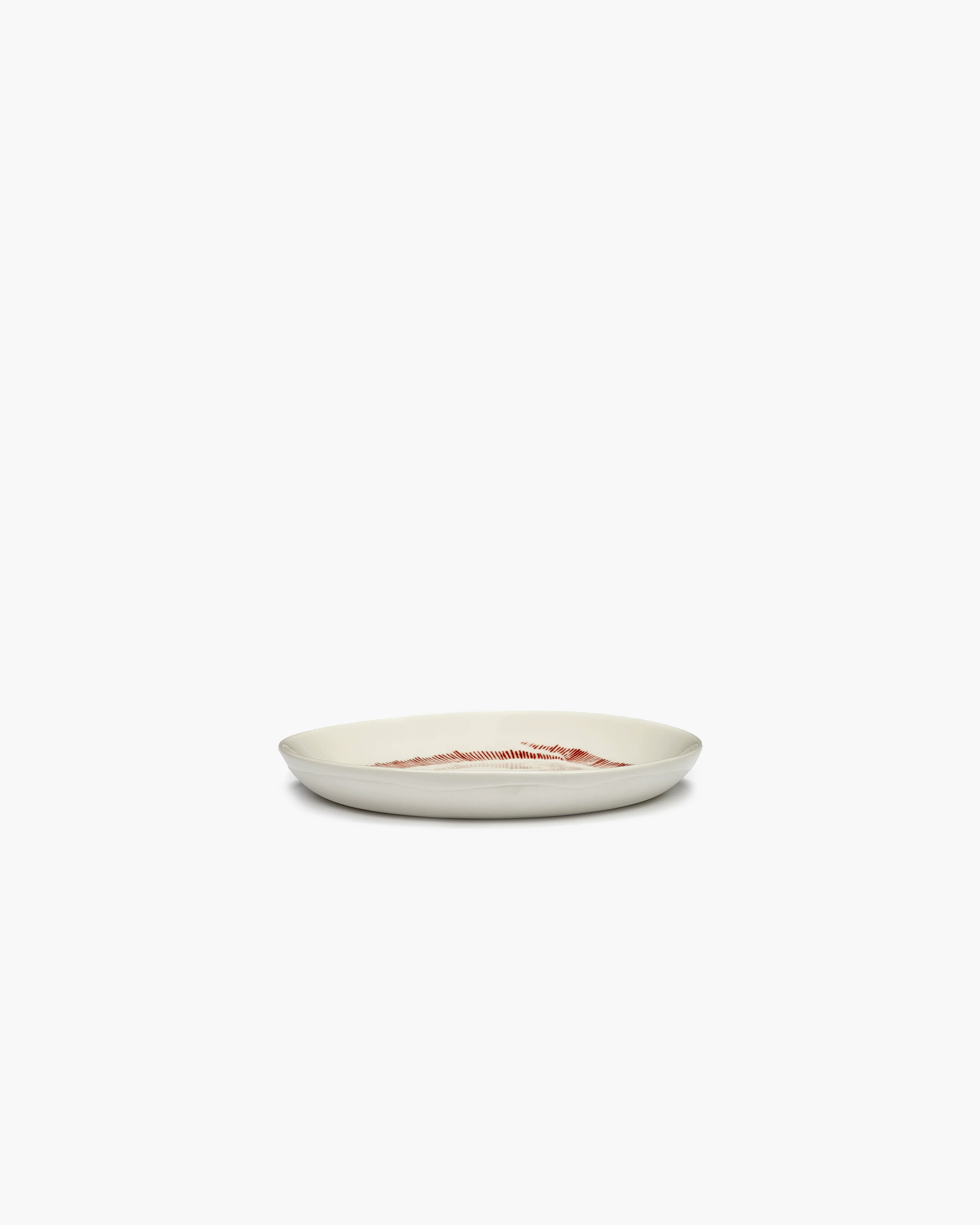 Dessert plate white swirl - red stripes Feast - Image 2