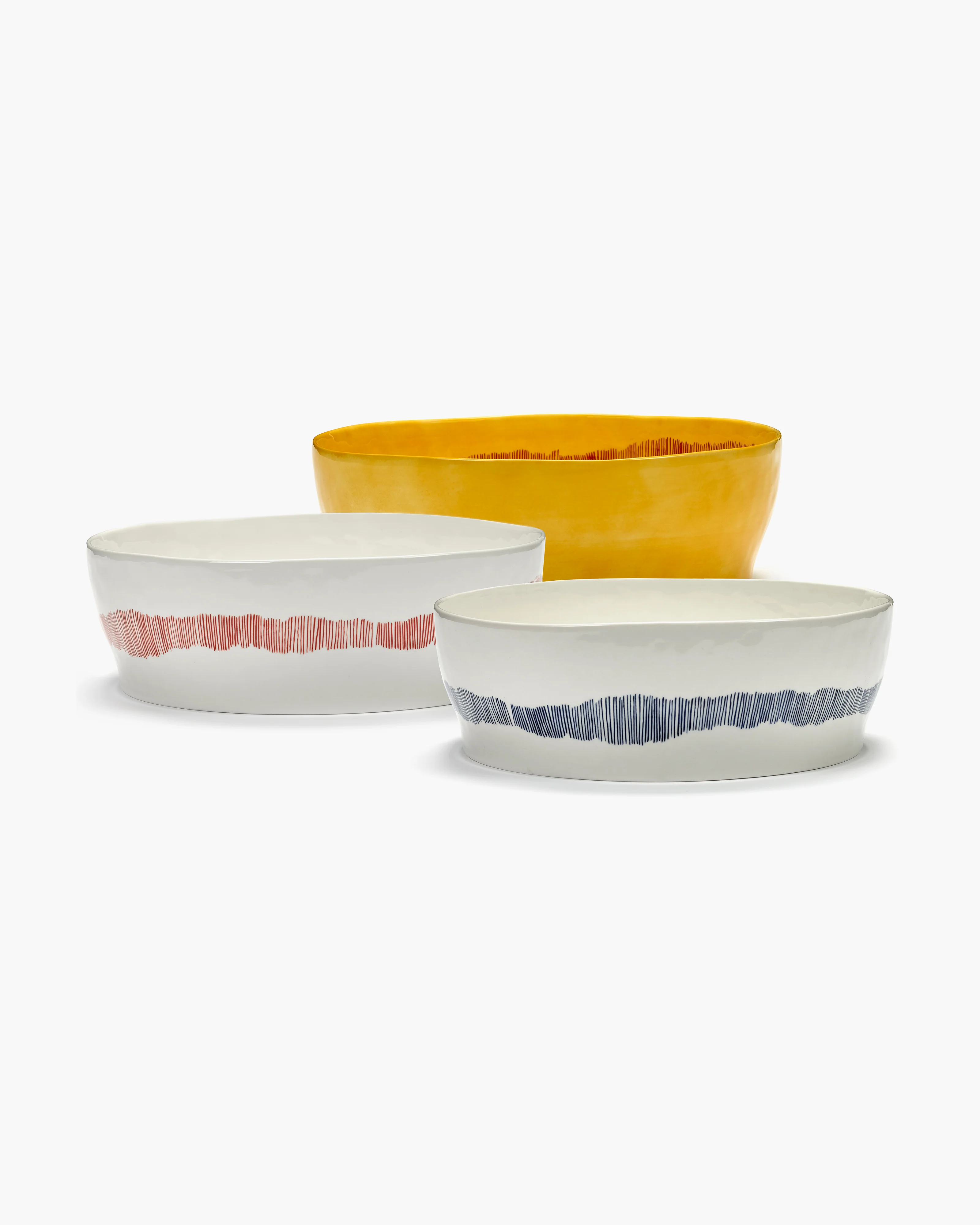 Salad bowl white swirl - red stripes Feast - Image 4
