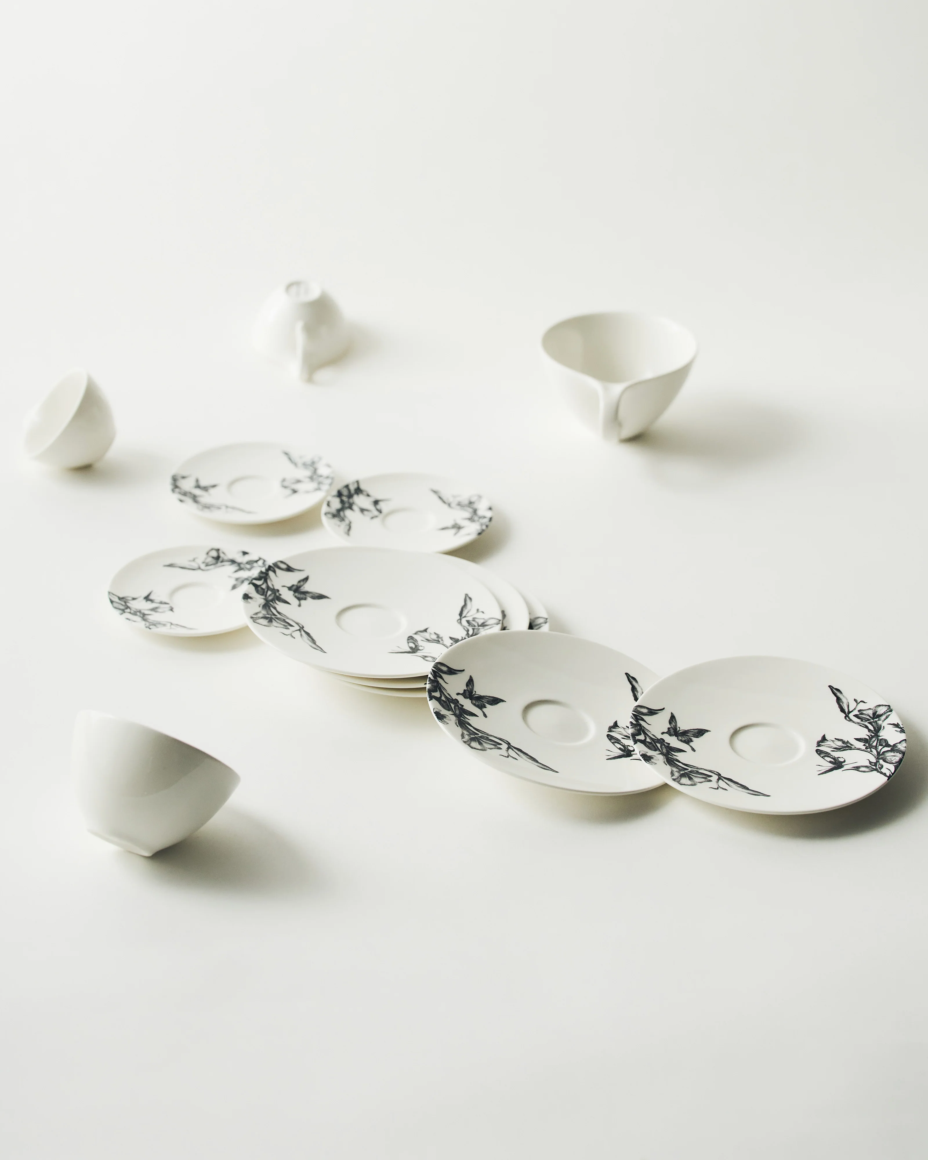 Saucer tea cup magical blossom white - black Unity - Image 2