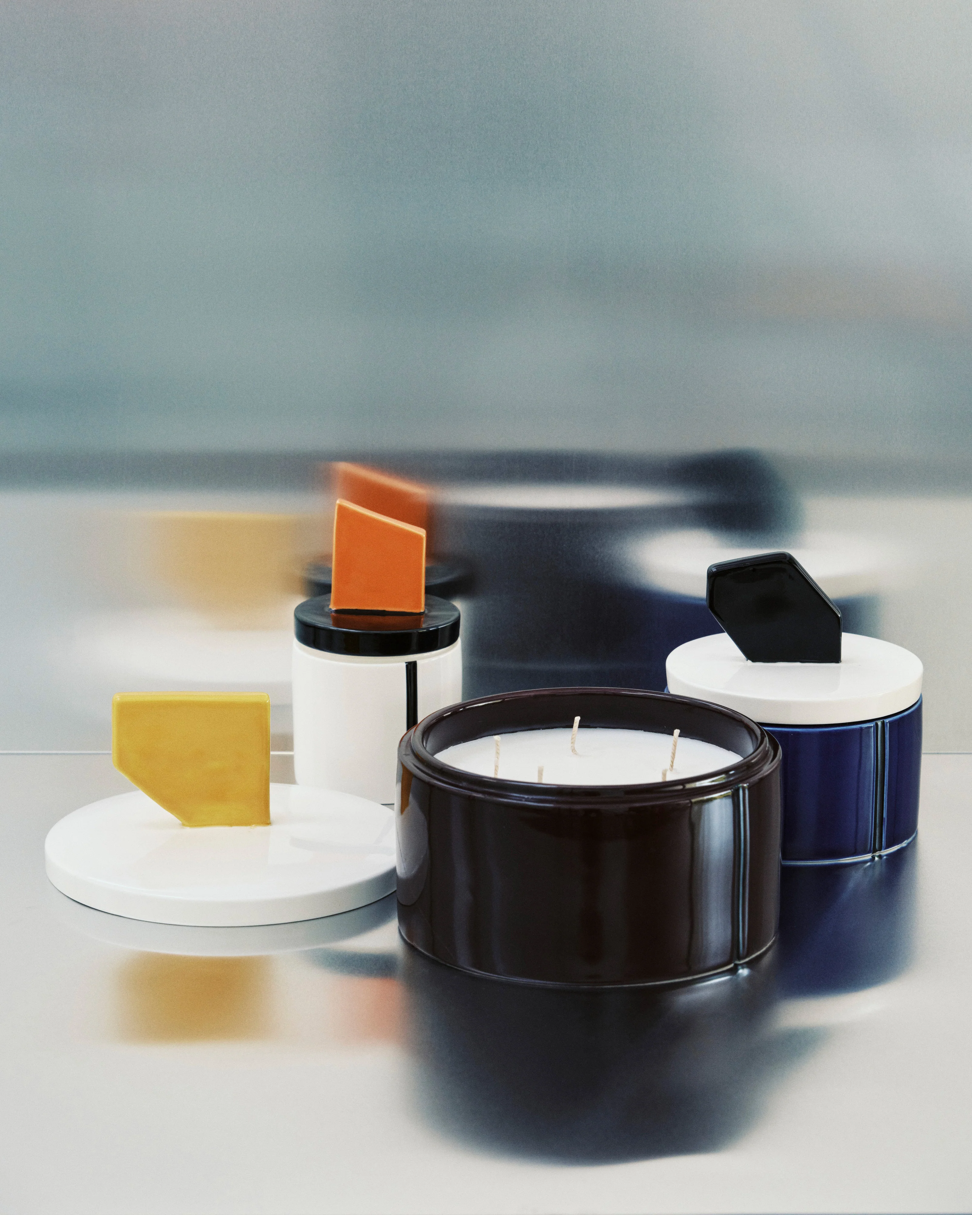 Scented candle M blue - black Candela 01 - Image 3