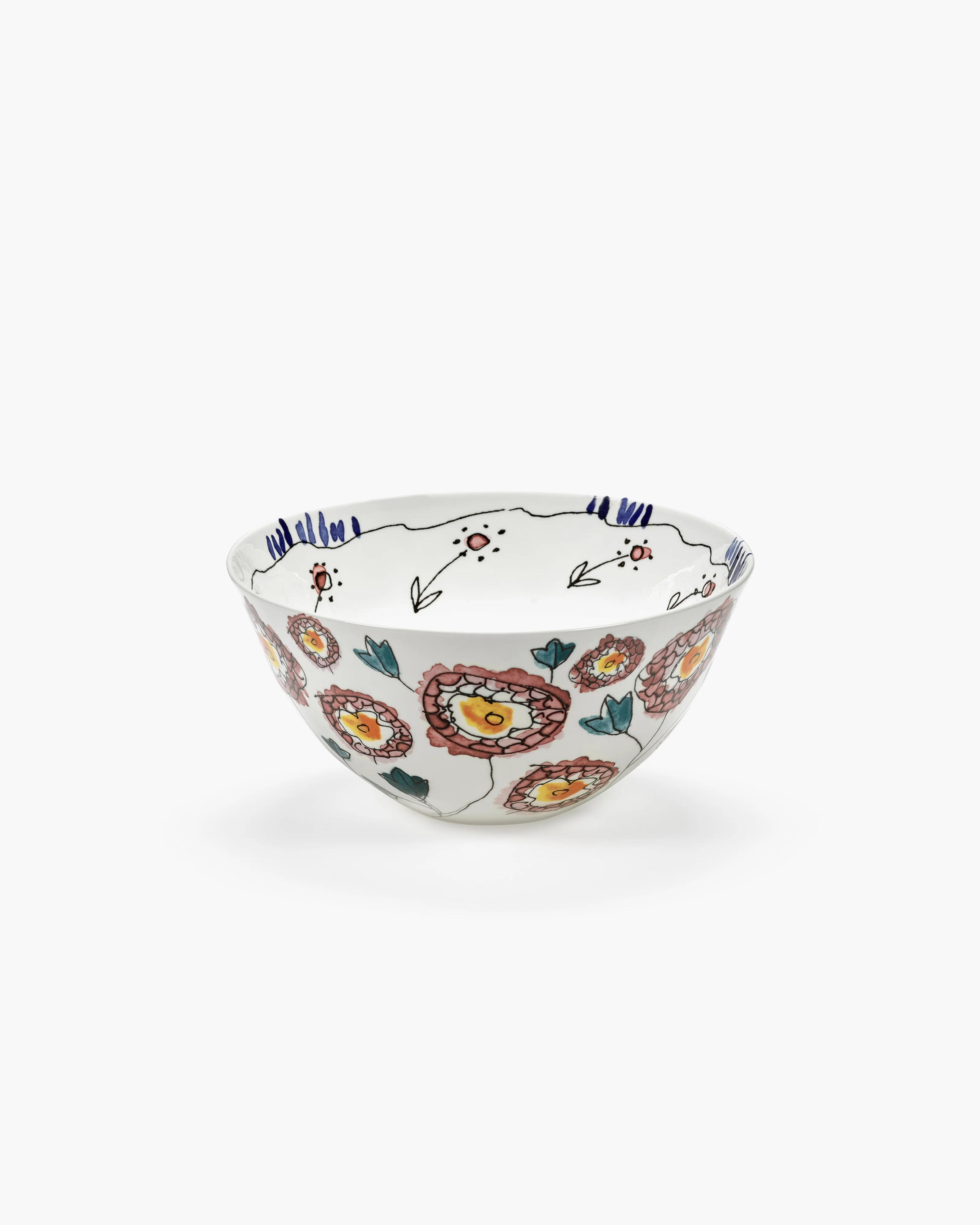 Serving bowl L Anemone milk Midnight Flowers
