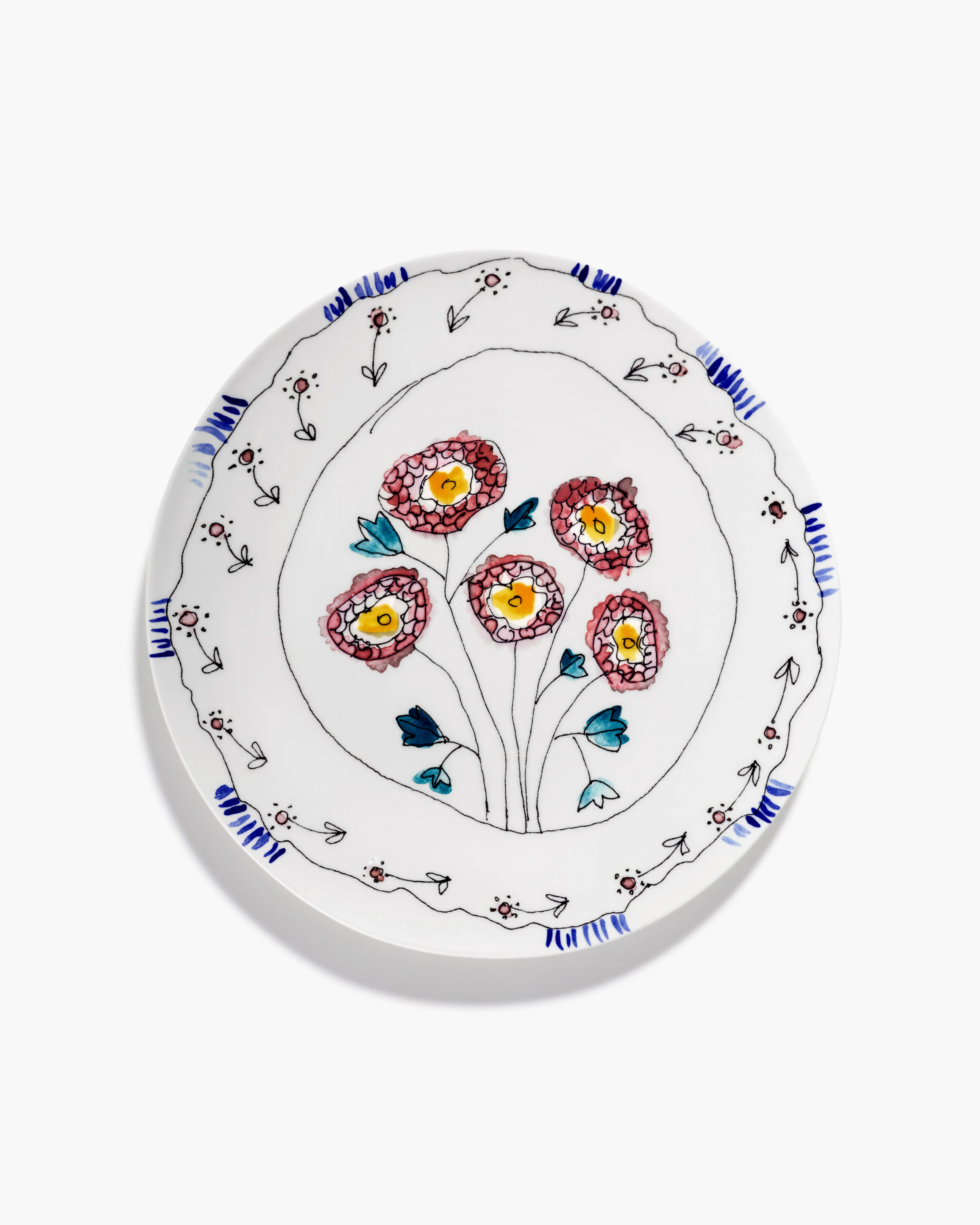 Serving plate L Anemone milk Midnight Flowers - Image 2