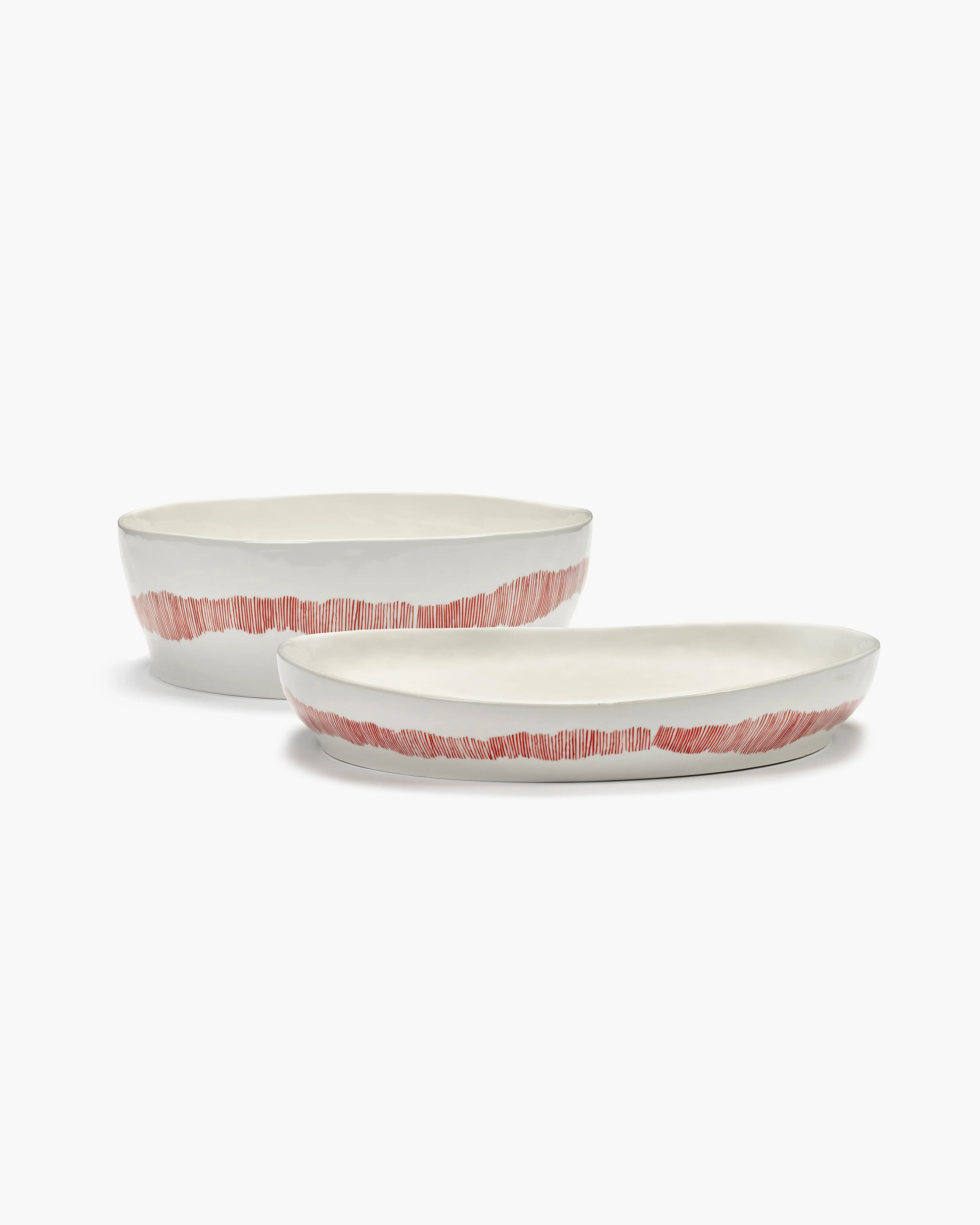 Serving plate M white - red stripes Feast - Image 3