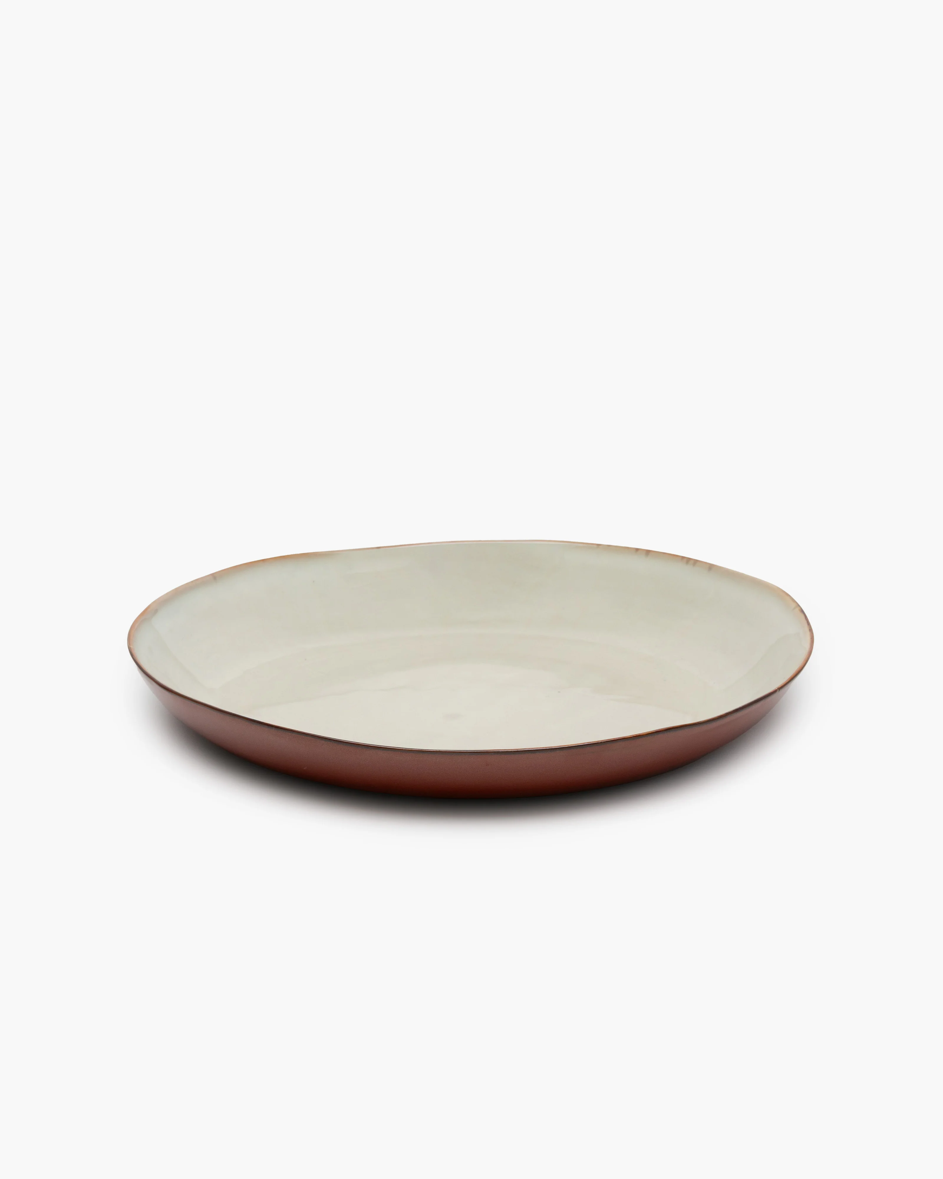 Serving plate misty gray/rust Terres de rêves